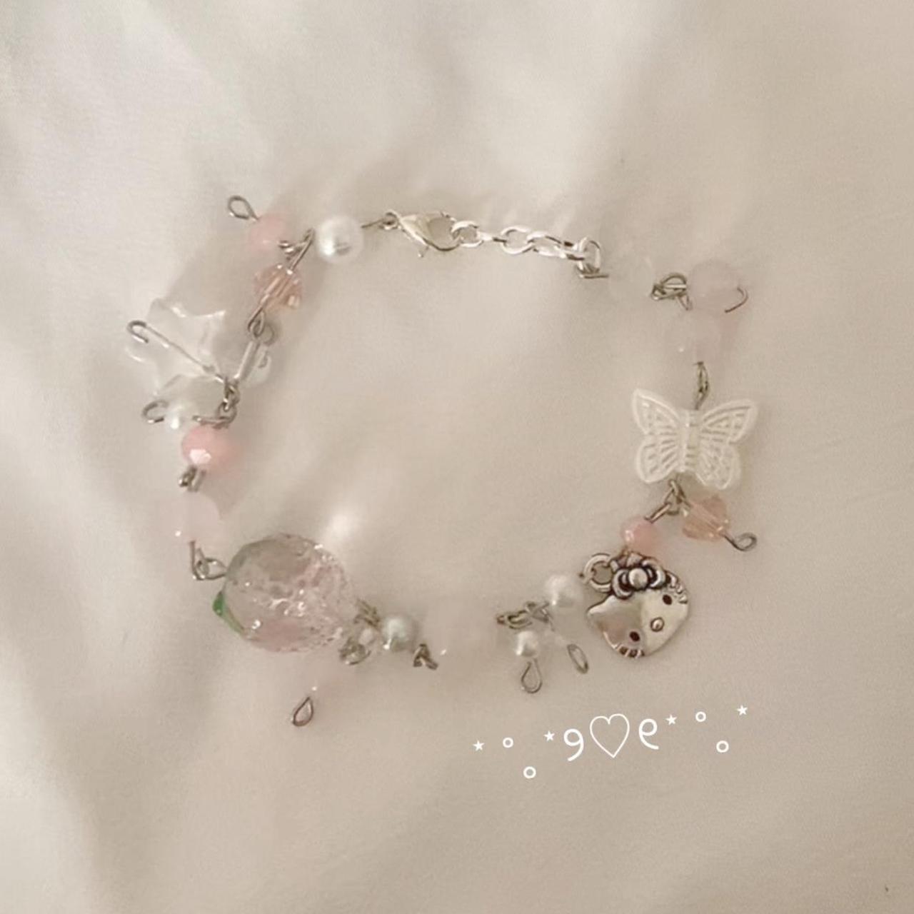 Pink Hello kitty strawberry clutter bracelet ♡︎༻ 8... - Depop