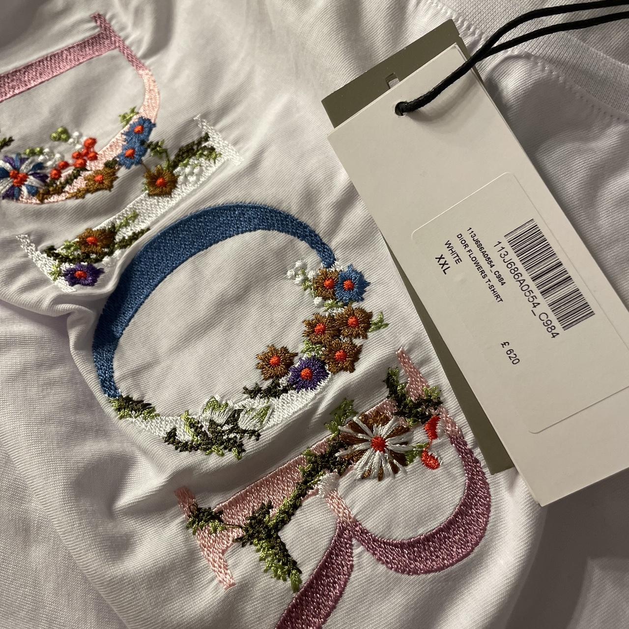 Dior Flowers shops Embroidered T-Shirt White