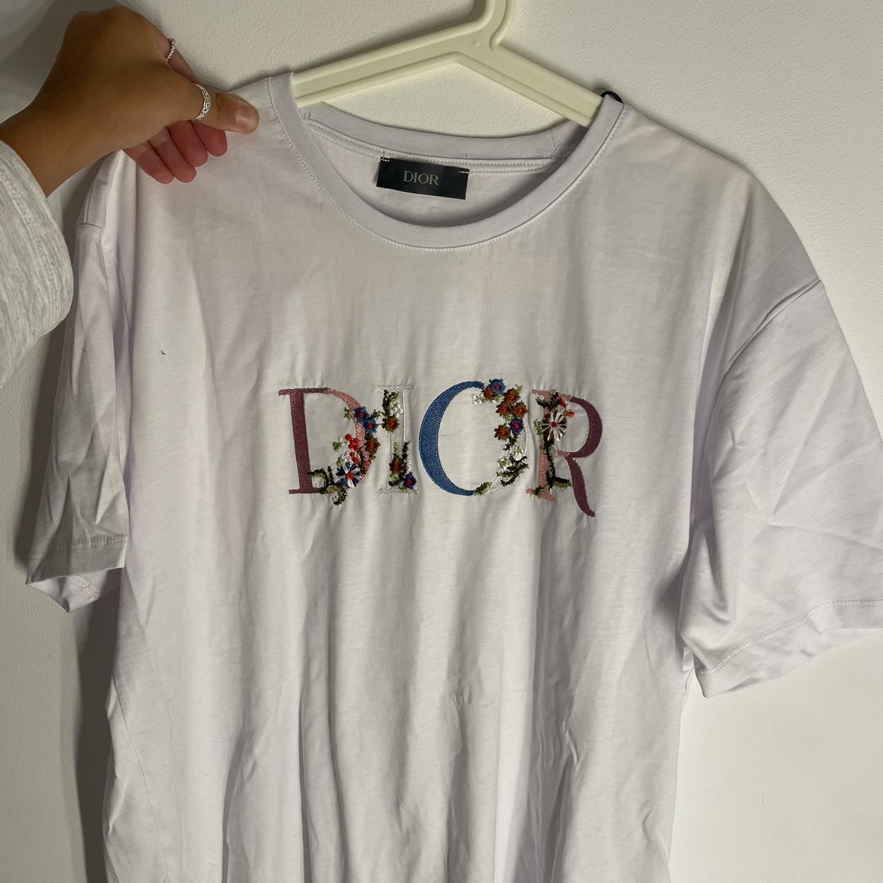White flower embroidered Dior T-shirt. Perfect | Depop