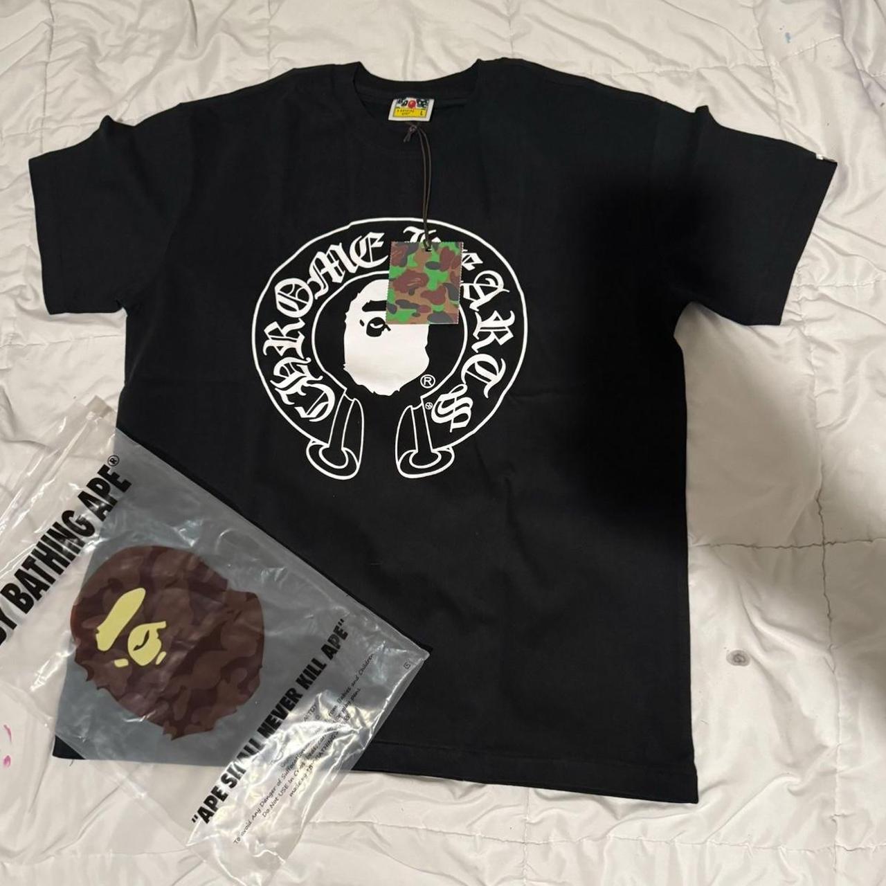 A bathing ape x chrome heart tee m-xl Clone Never... - Depop