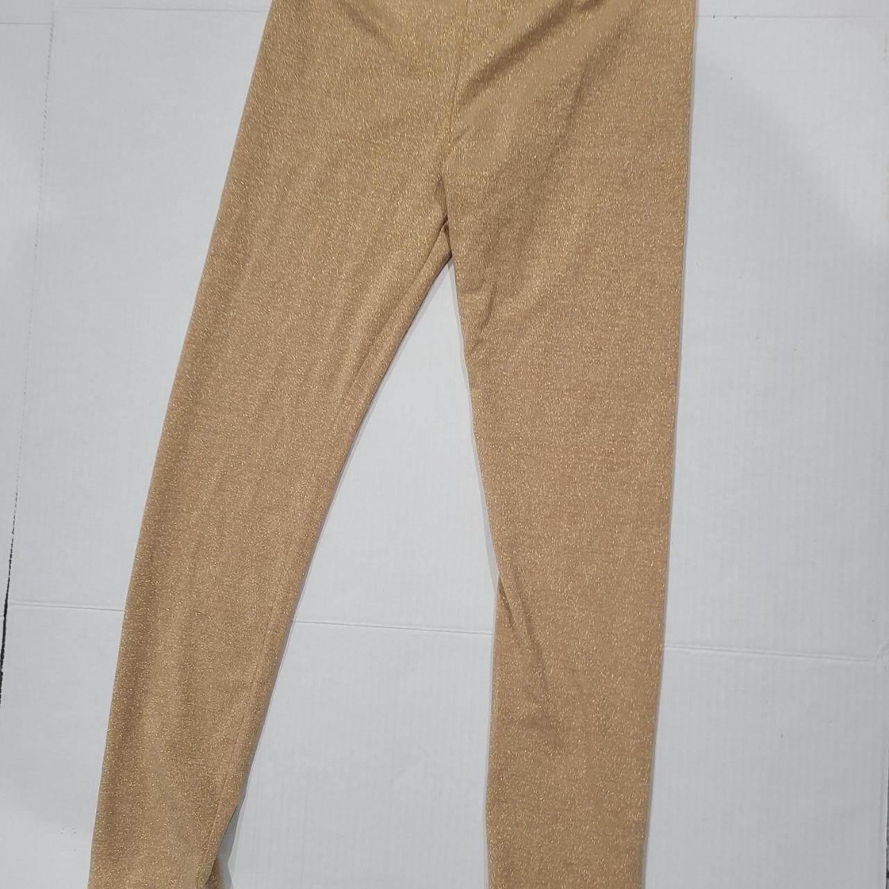 Tampa Vintage women's gold stretch leggings size M.... - Depop