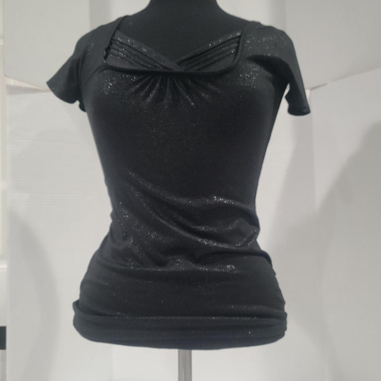 Bacci women's glitter sparkle black top shirt size... - Depop