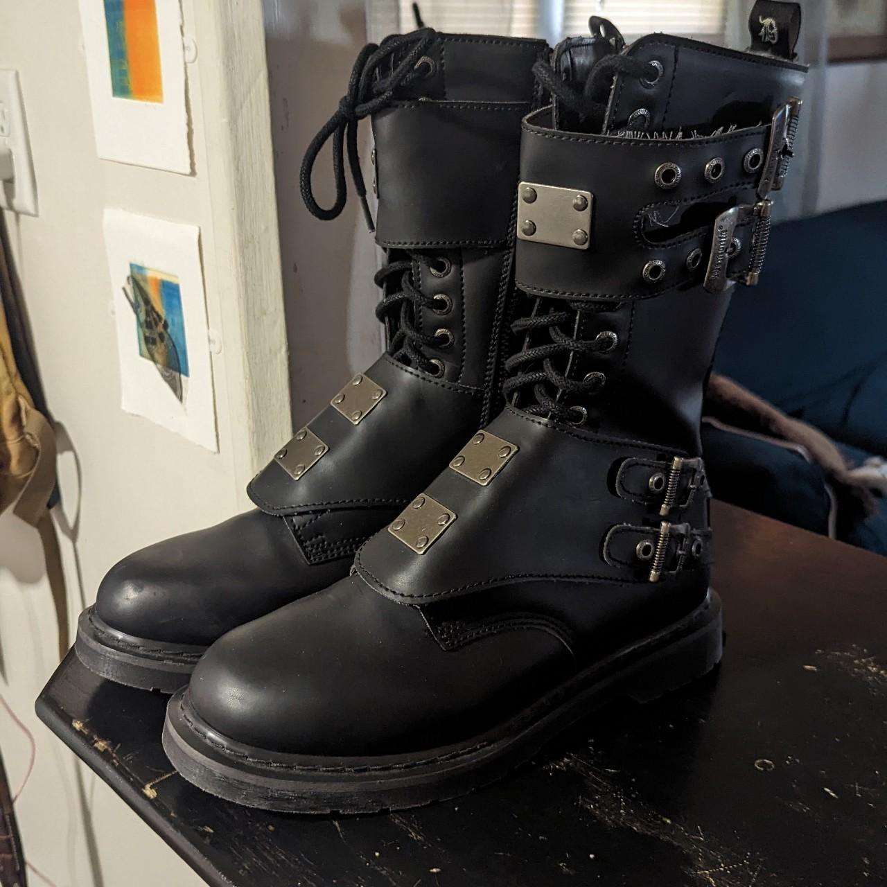 Size 12 demonia calf length combat boots with the... - Depop