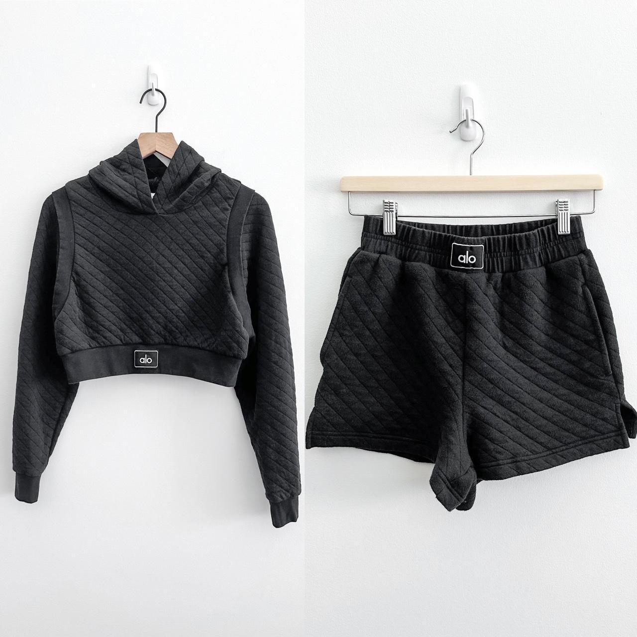 Alo Yoga Quilted Arena Crop Hoodie & Shorts Set in... Depop