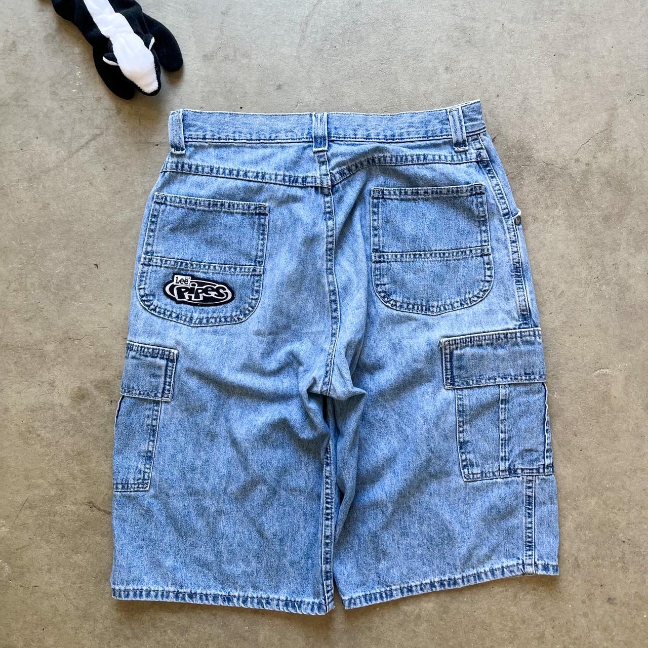 Vintage 90s Lee Pipes denim cargo shorts— Super sick... - Depop