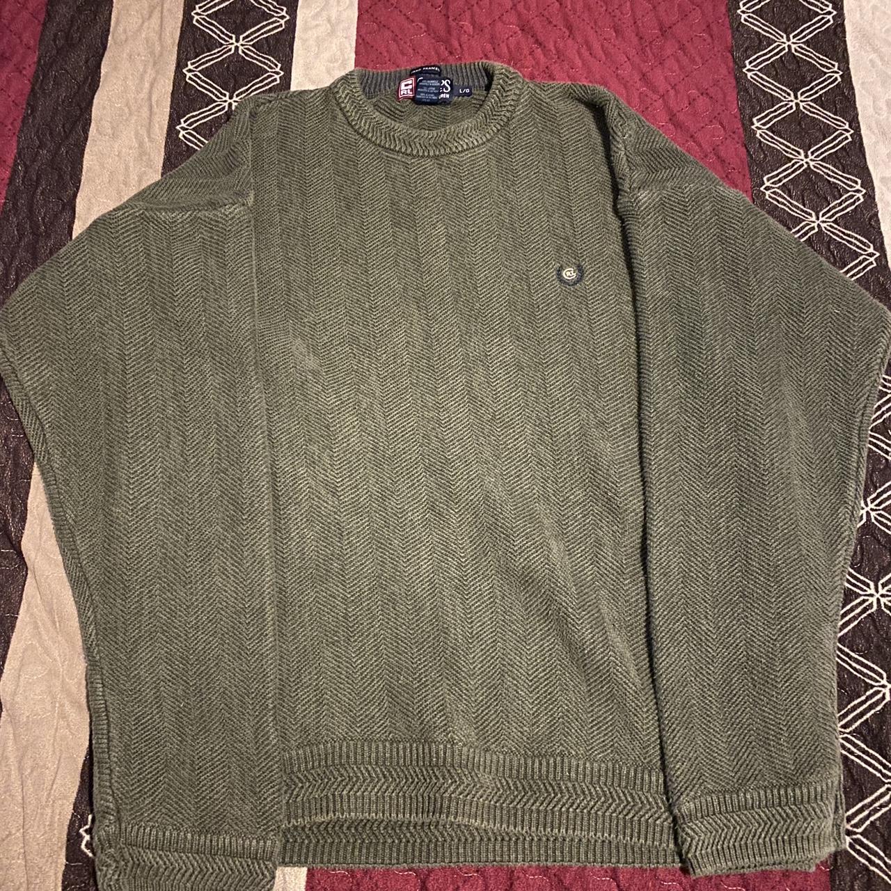 Hand framed heavy knit green... - Depop