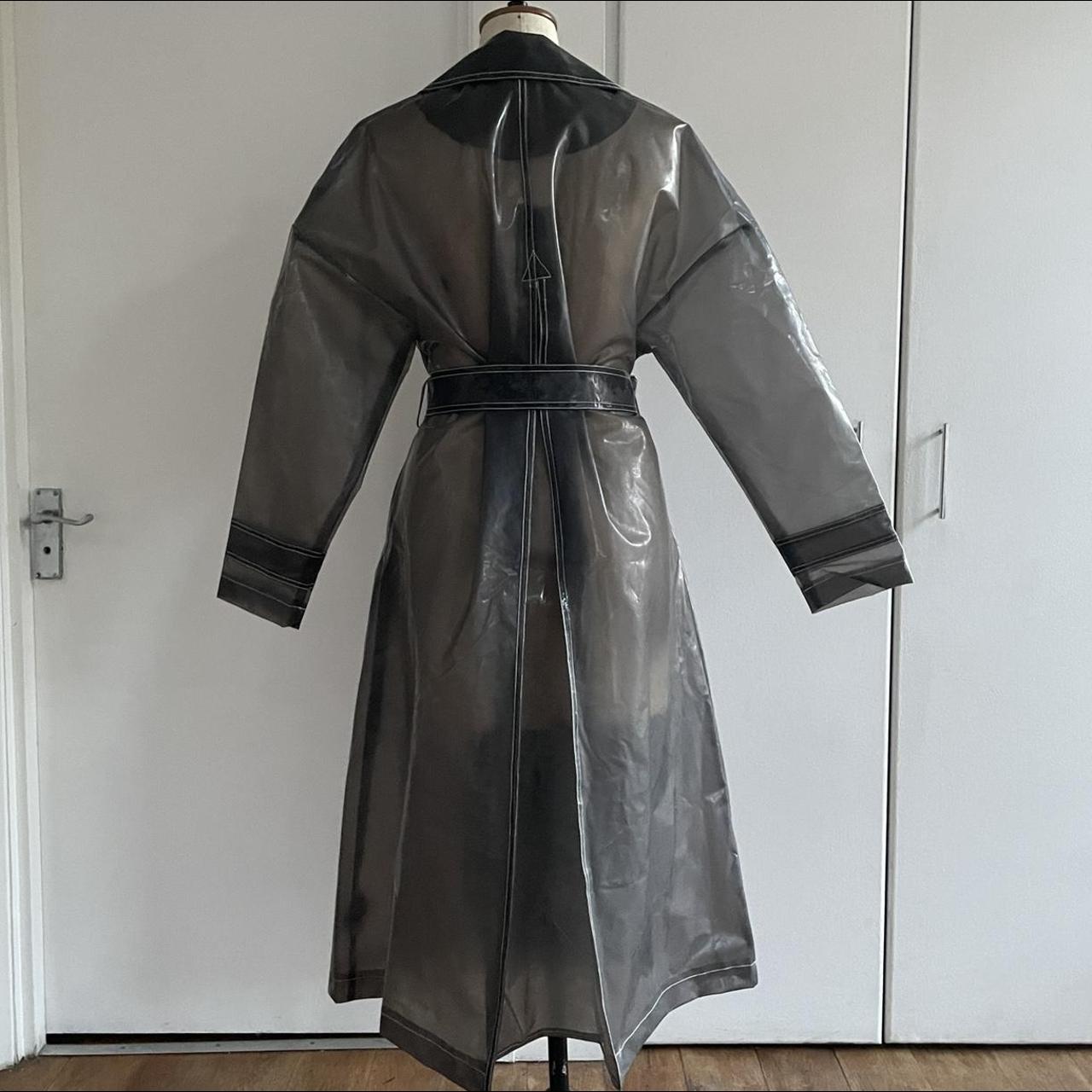Grey pvc raincoat with side pockets Fit all sizes - Depop