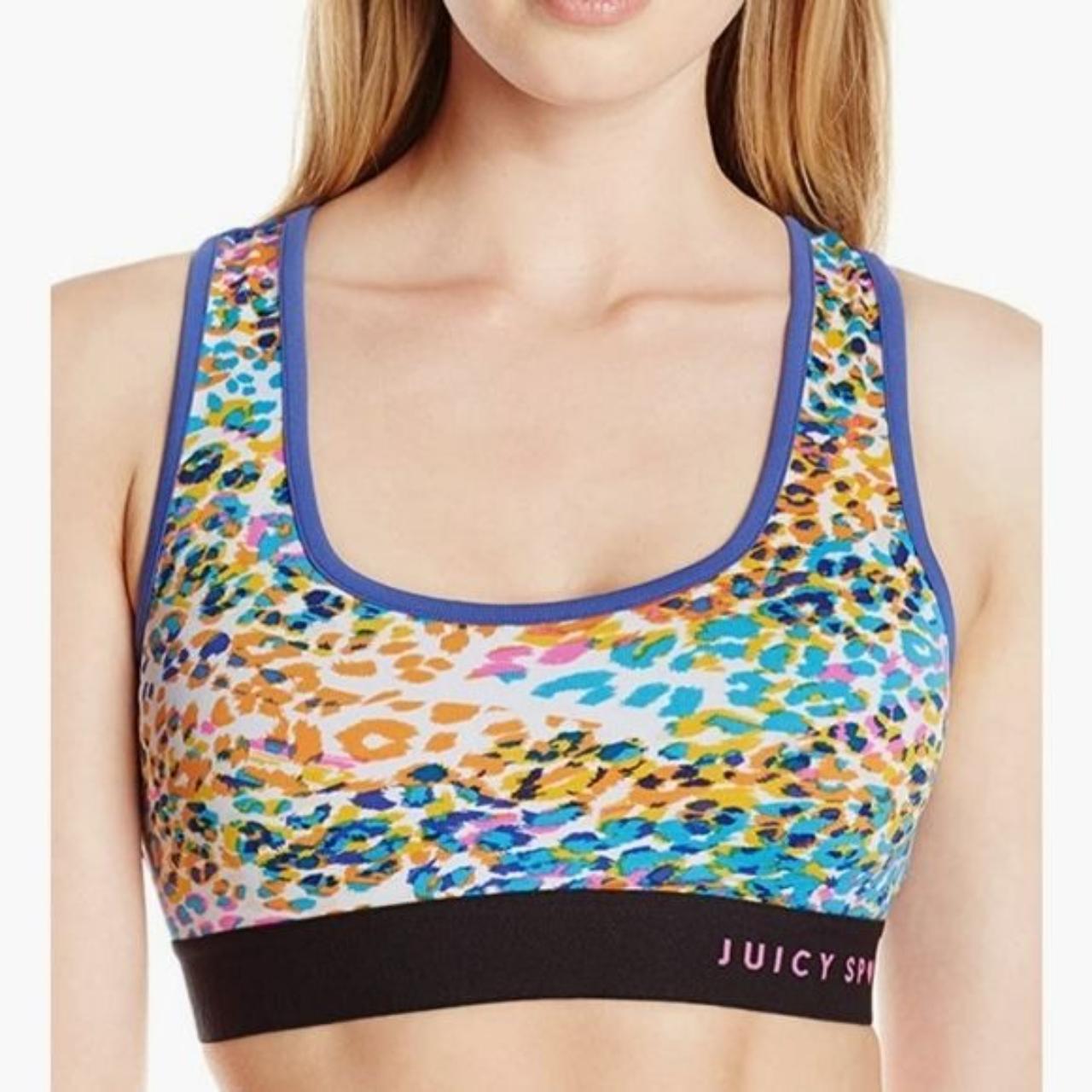 Juicy Couture Sport Womens Sports Bra Top Cross Back Size Small Blue