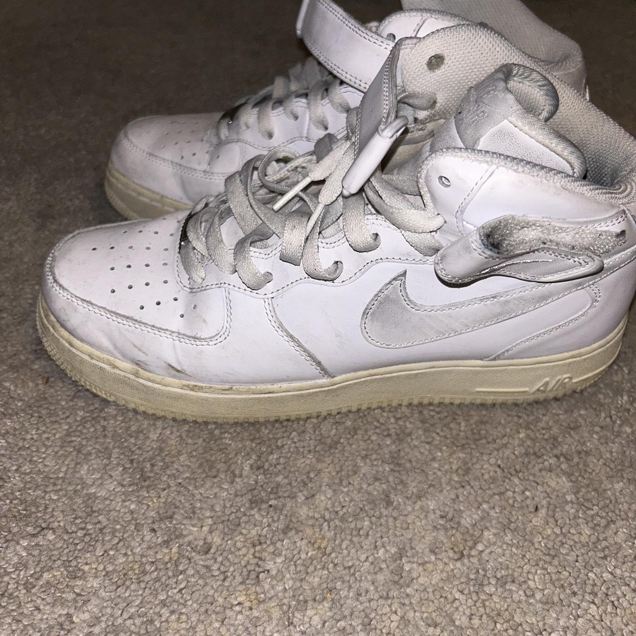 Used White Hightop AF1s, No shoe box included, Size... - Depop