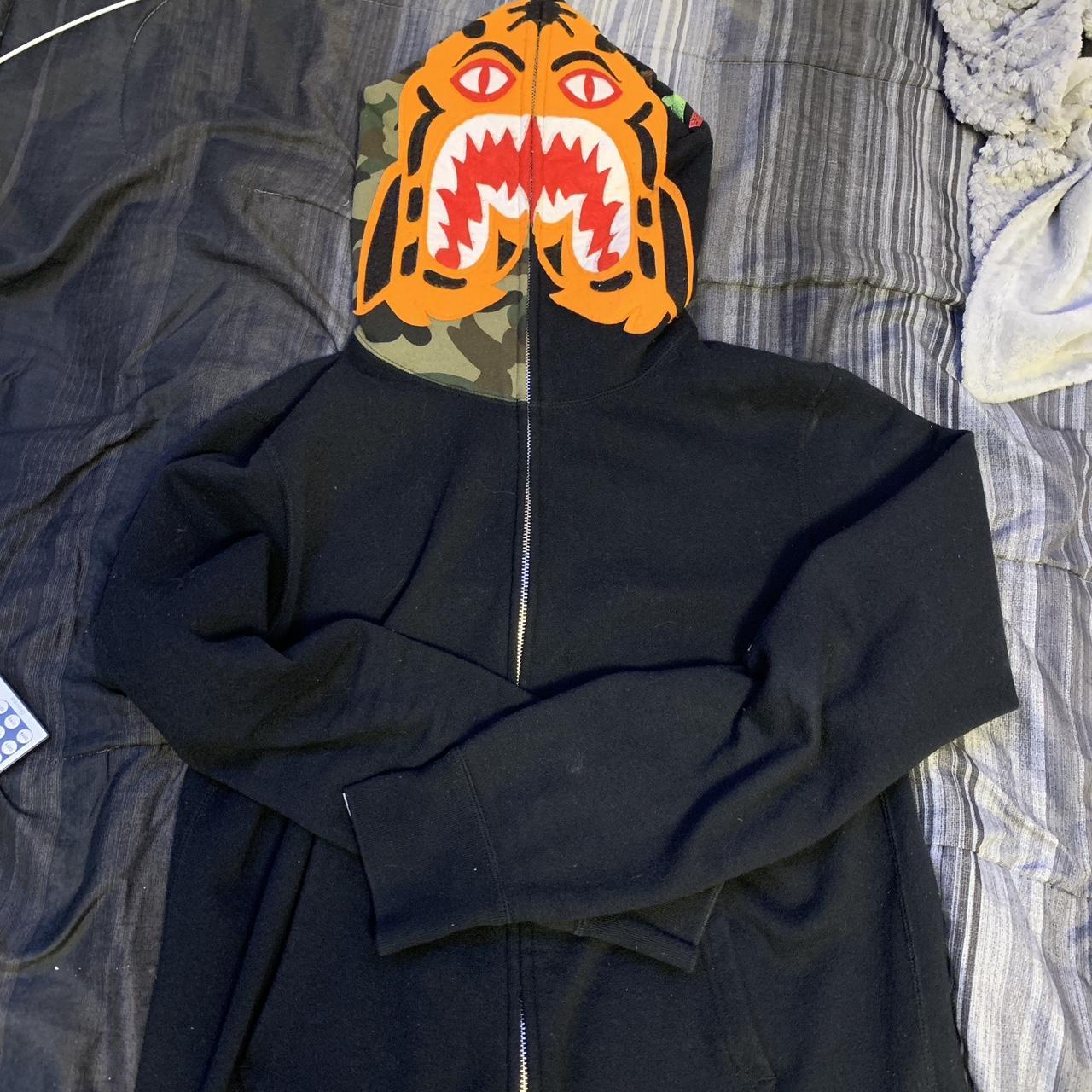 Bape tiger Black full zip hoodie Size M Barely... - Depop