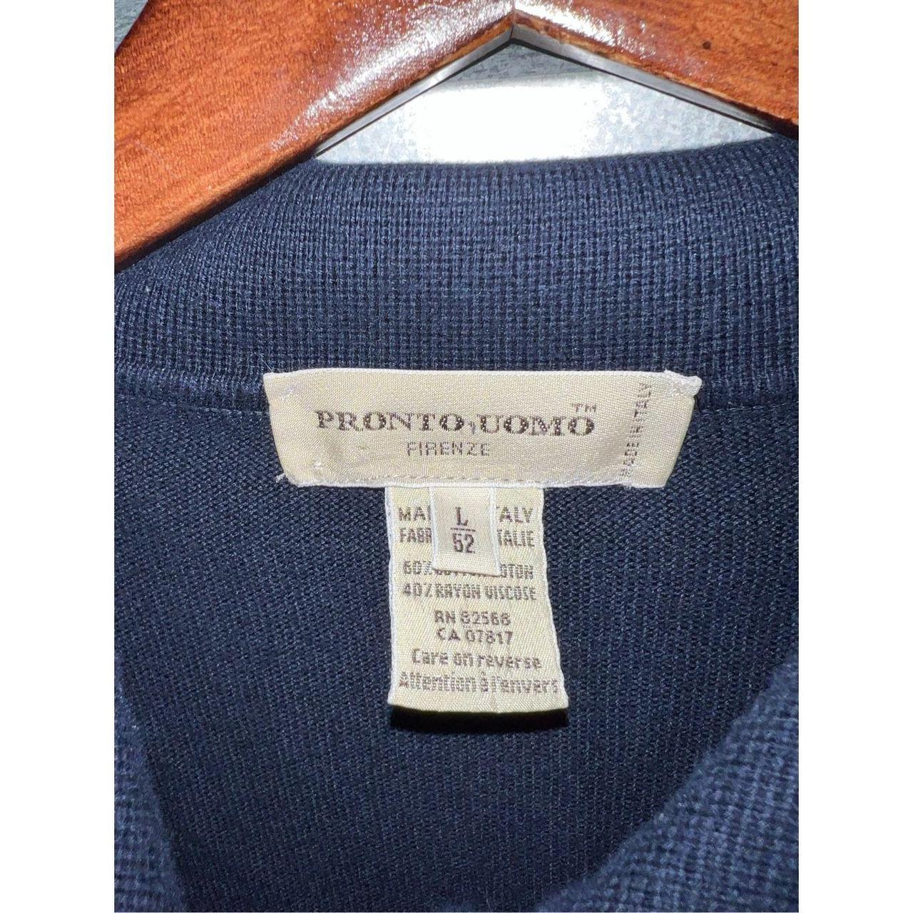 Navy Pronto Uomo Firenze Knit Polo Shirt Size... - Depop