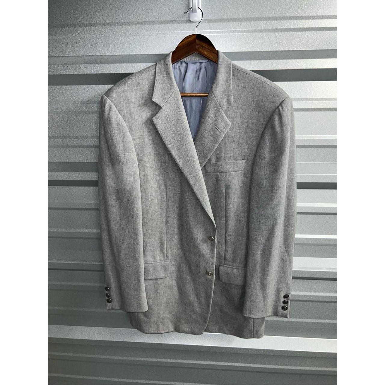 Hickey Freeman Bespoke Silver & Gray Blazer Size... Depop