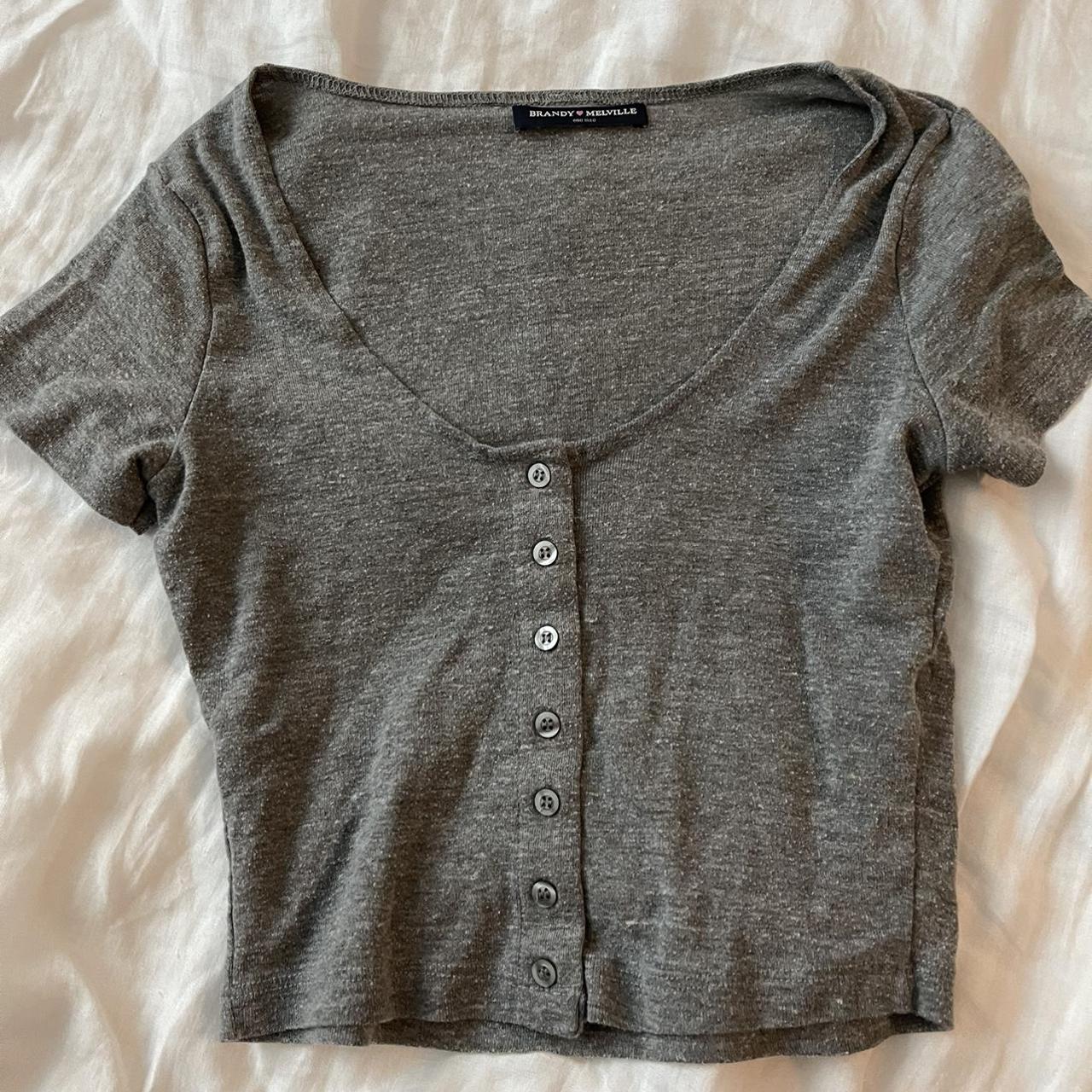 Brandy Melville button up grey crop top Bundle for... Depop