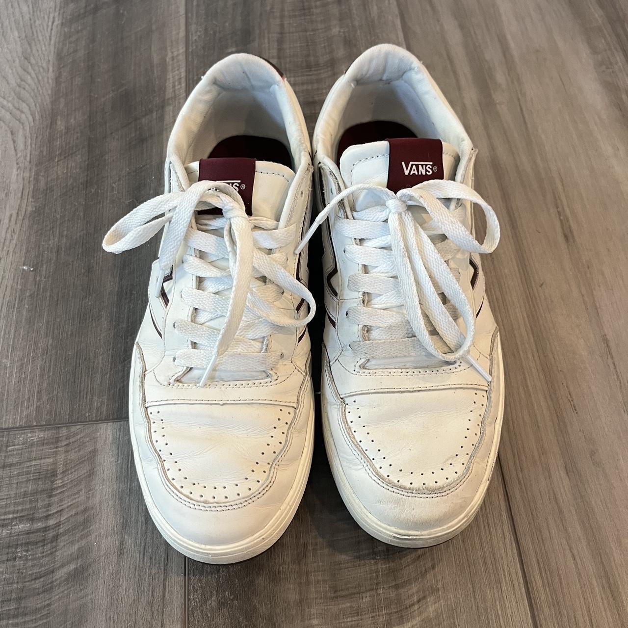 Vans white leather shoes (not sure style name) sz... - Depop