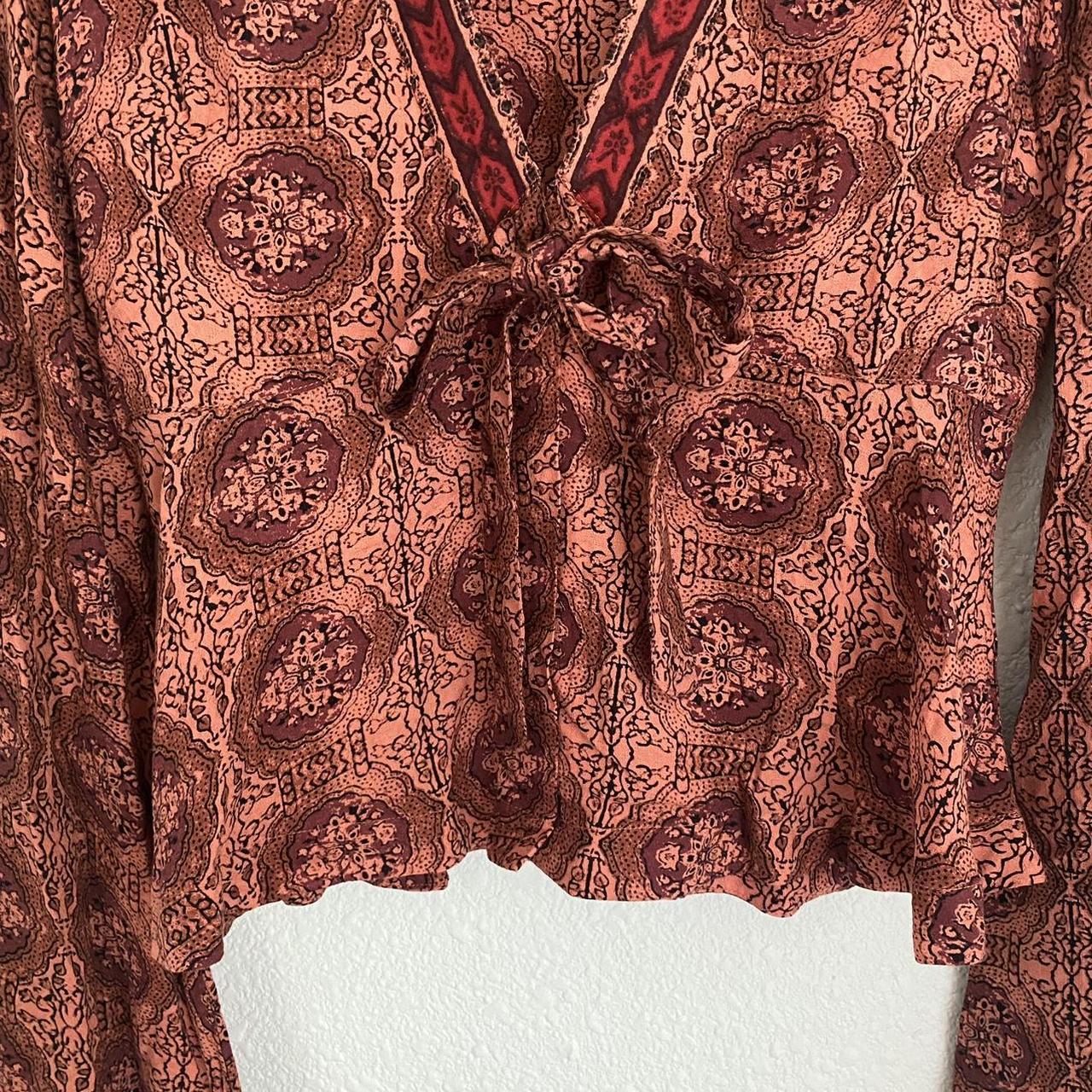 Free People Women's Pink and Burgundy Blouse (4)