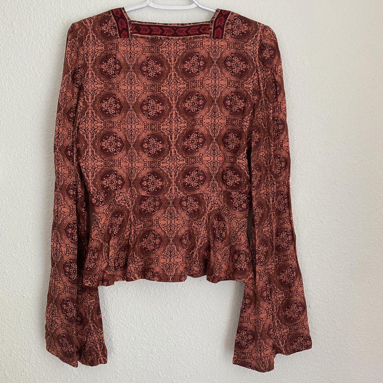 Free People Women's Pink and Burgundy Blouse (6)