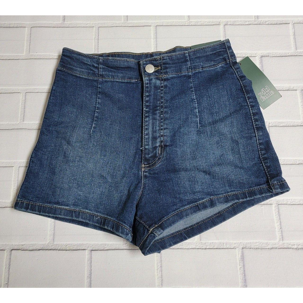 Wild Fable Highest-Rise Jean Shorts Dark Wash... - Depop