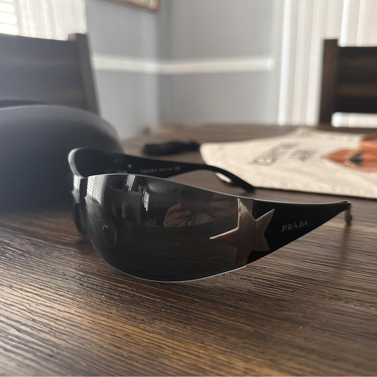 Prada Chrome Star Black Sunglasses Vintage Early | Depop