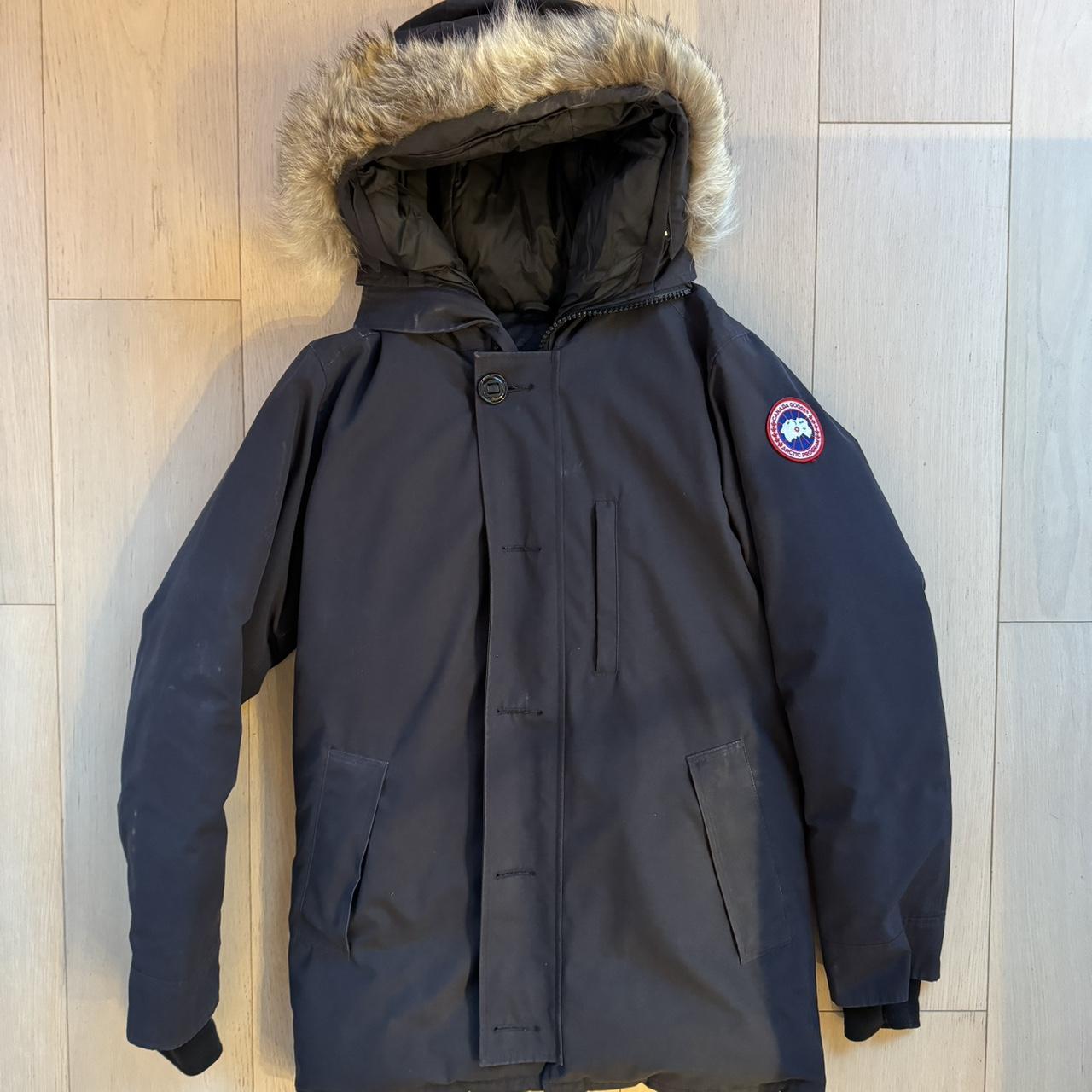 Canada Goose chateau parka in navy. Coyote fur... - Depop