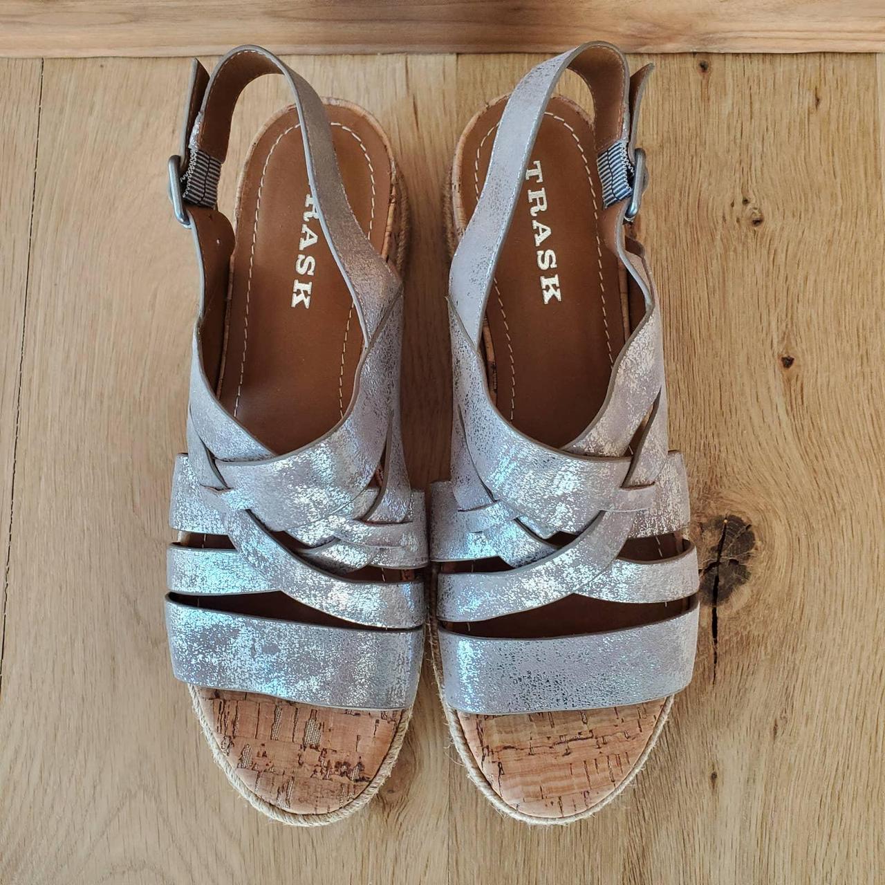 Trask Randi Metallic Cork Strap Platform Sandal Sz Depop