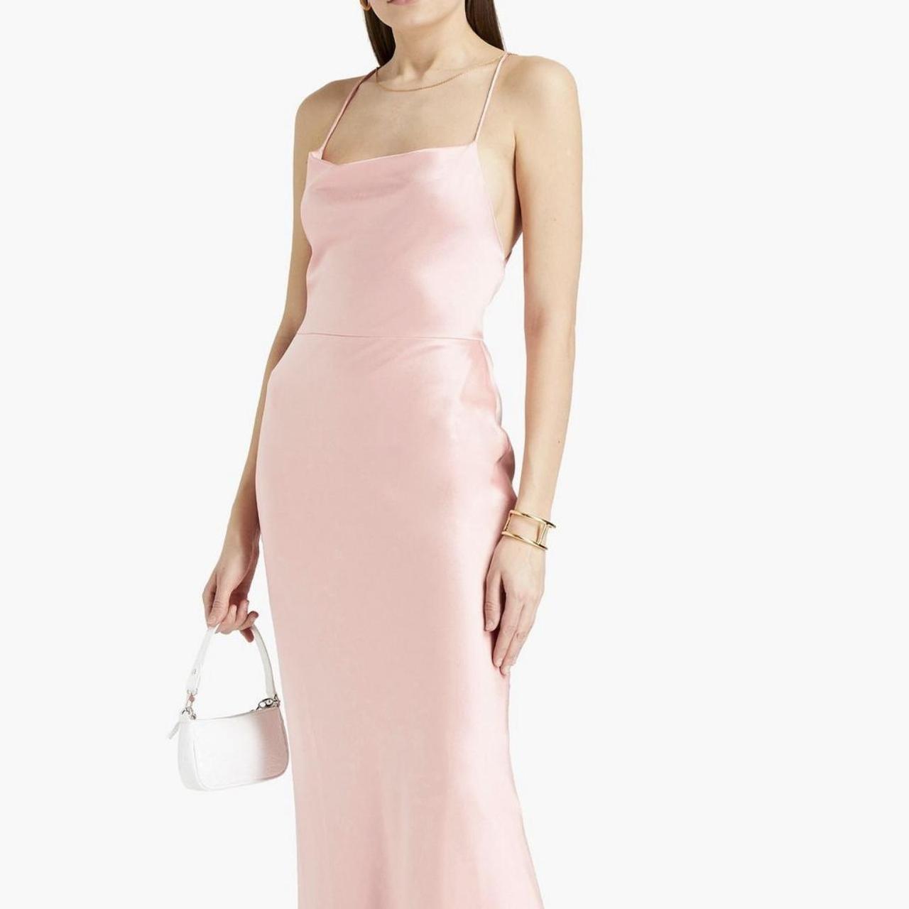 Alice + Olivia Pink Satin Crepe Maxi Dress Never... - Depop