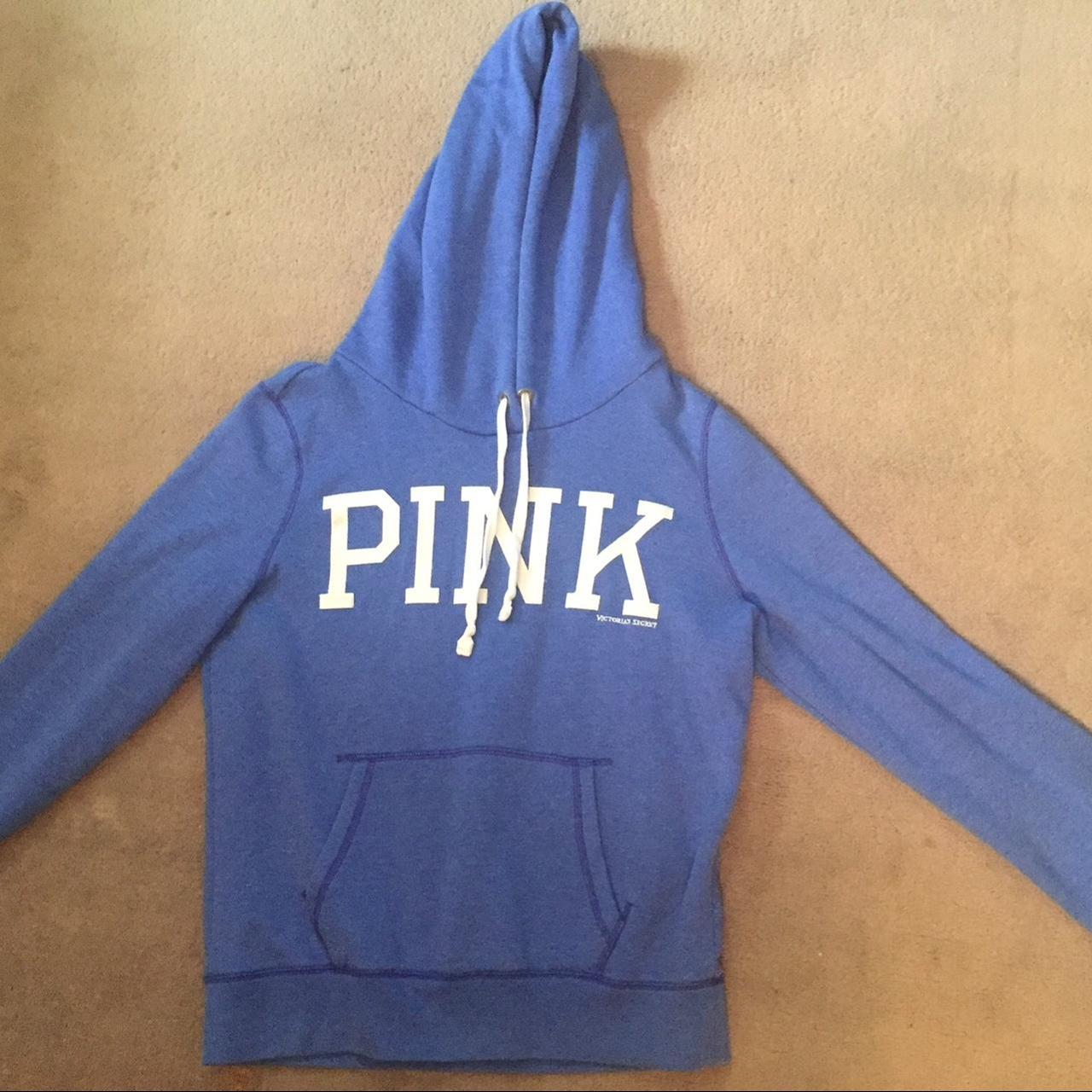 Victoria's Secret Women's White and Blue Hoodie | Depop