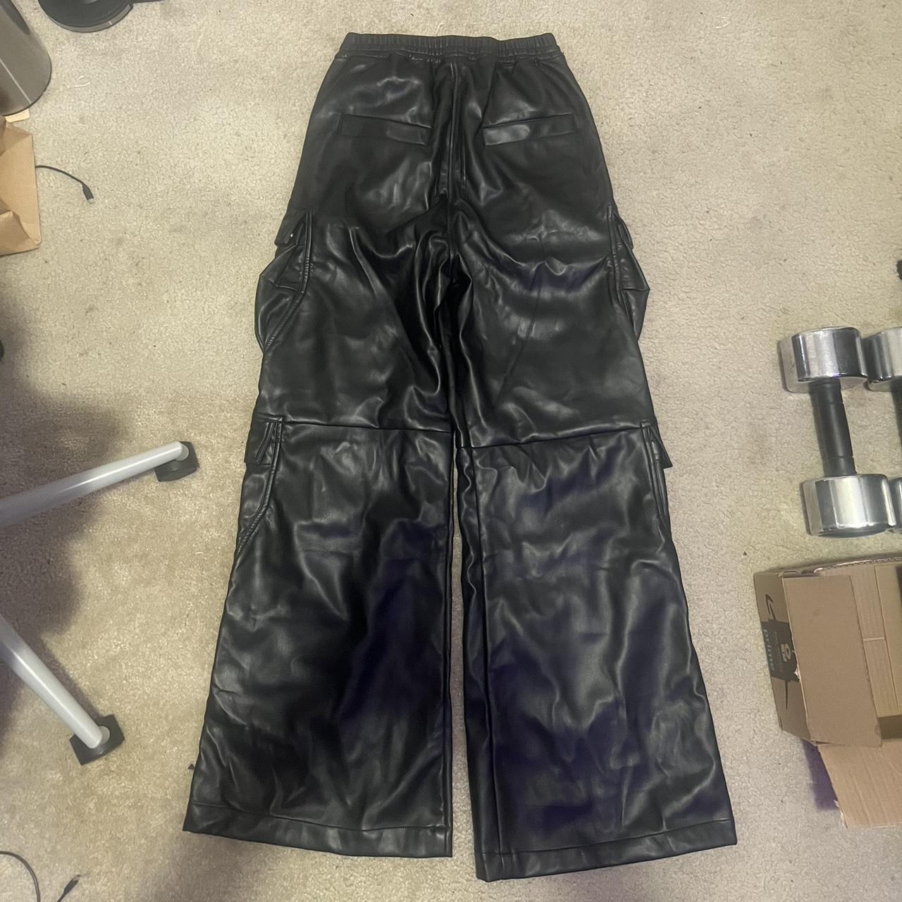 Rick Owens Leather Pants waist: 26-28 length: 34-36... - Depop