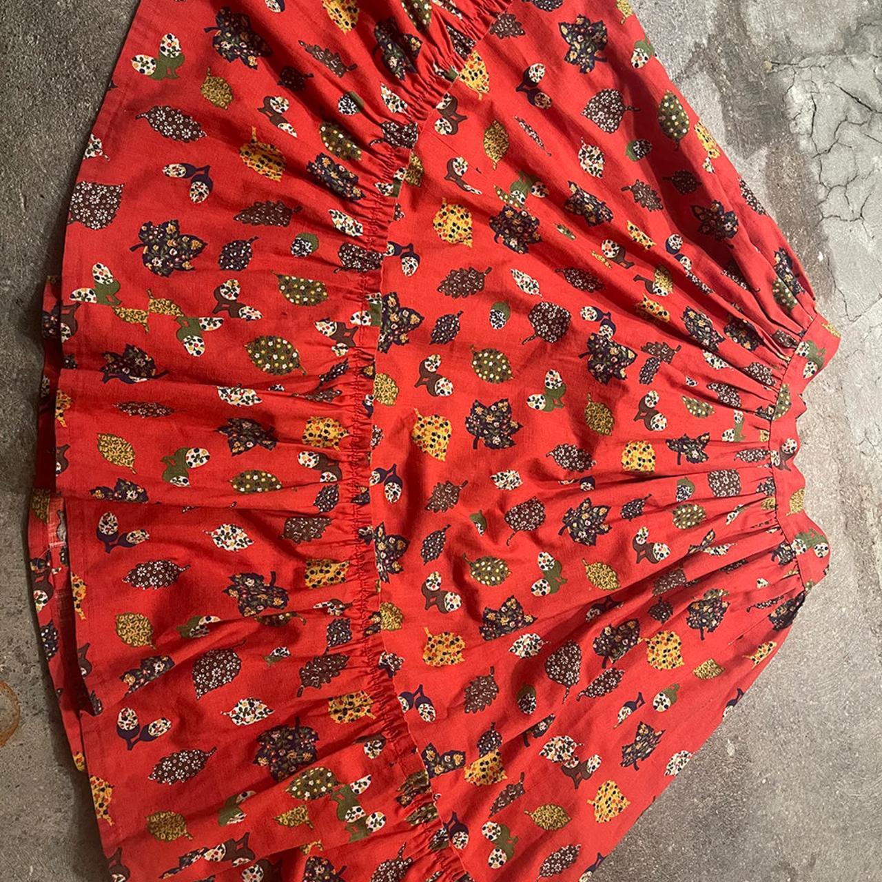 Vintage 1950s high waist red skirt with the cutest... - Depop