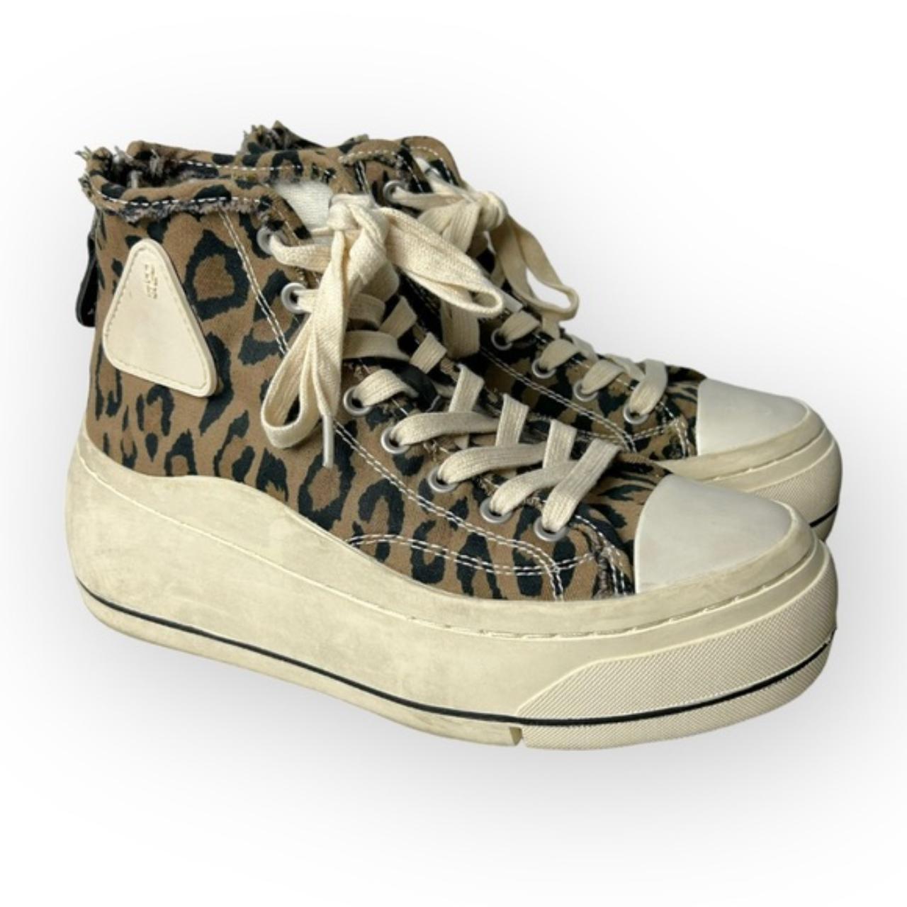 R13 Canvas Animal Print Platform Wedge Sneakers Depop