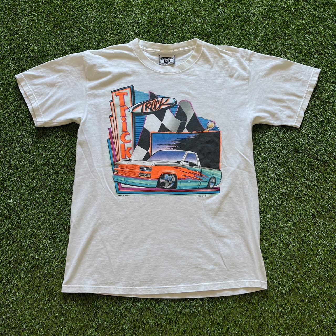 Vintage 90s Truck Graphic Tee Made In USA FOLLOW ME... - Depop