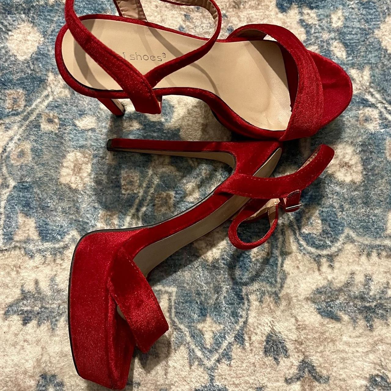 red velvet platform heels