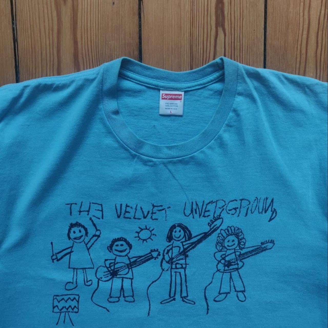 Supreme blue velvet tee sales