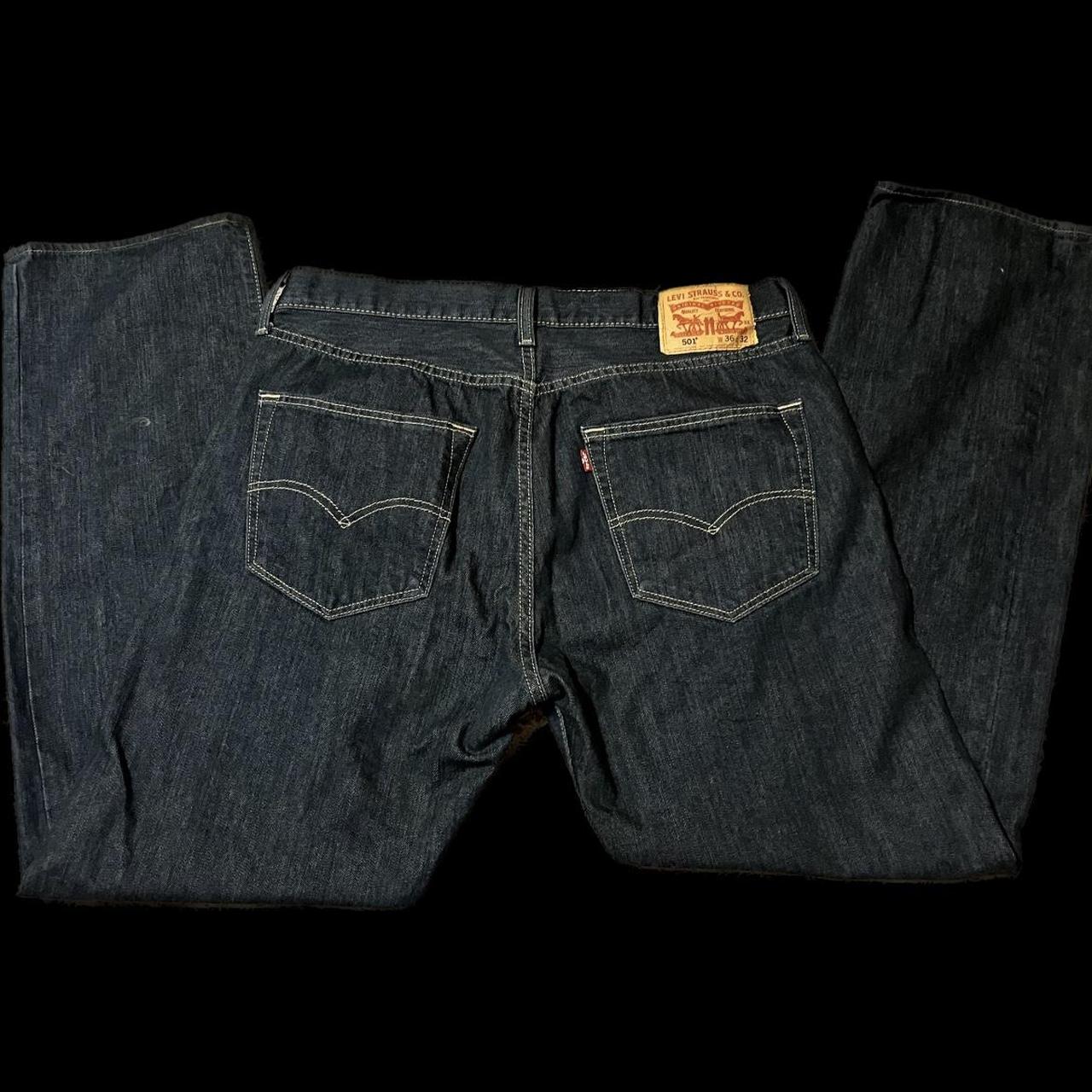 501 Levi’s 36 x 32 Straight Leg Fit Indigo wash... - Depop