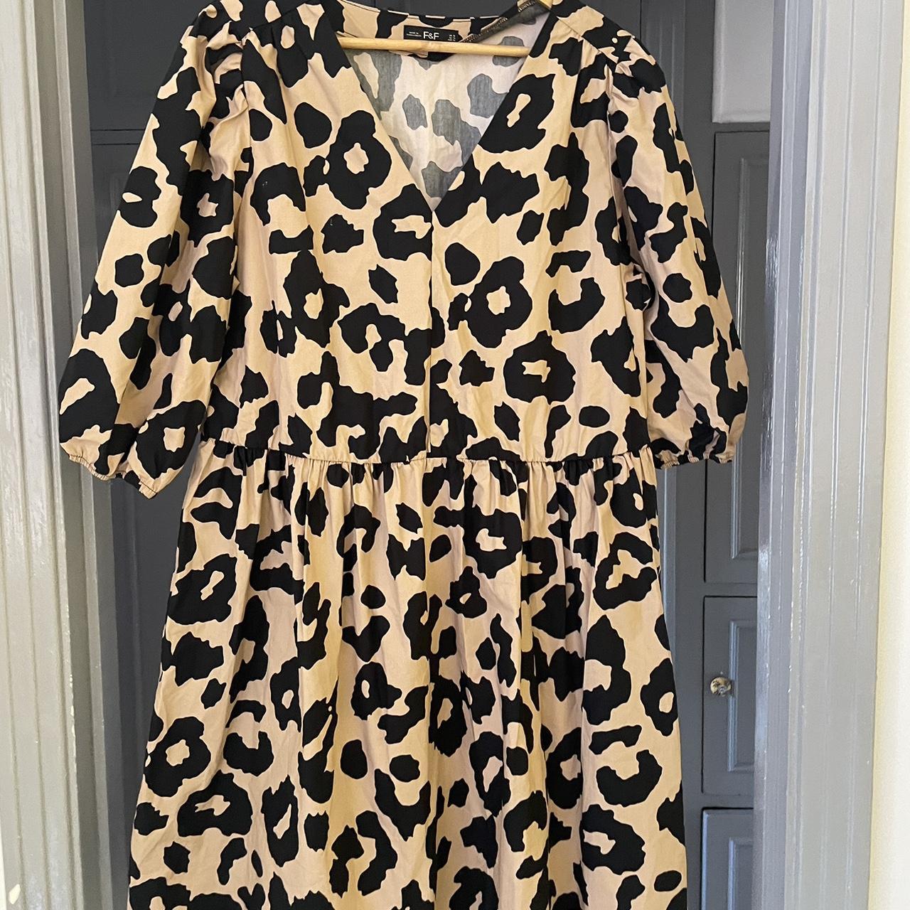 F&f yellow store leopard print dress