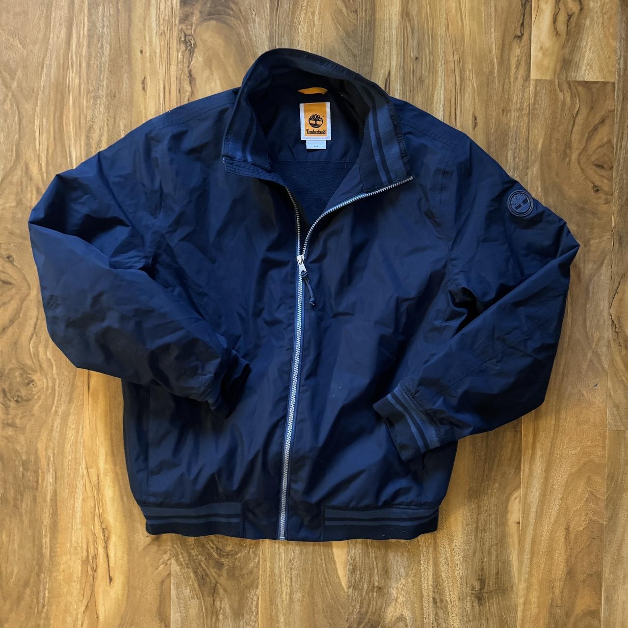 Timberland Navy Blue mens Zip Bomber jacket size L... - Depop