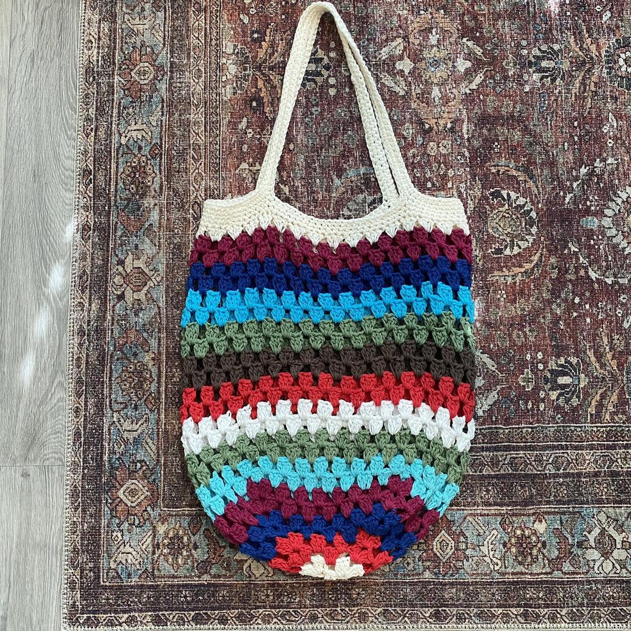 Colorful handmade (by me) crochet tote. Both sides - Depop