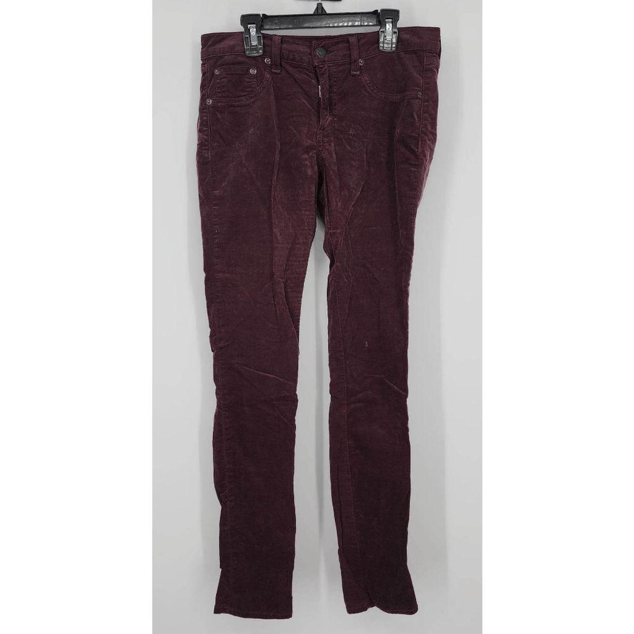 Wine Straight Leg Velvet Jeans