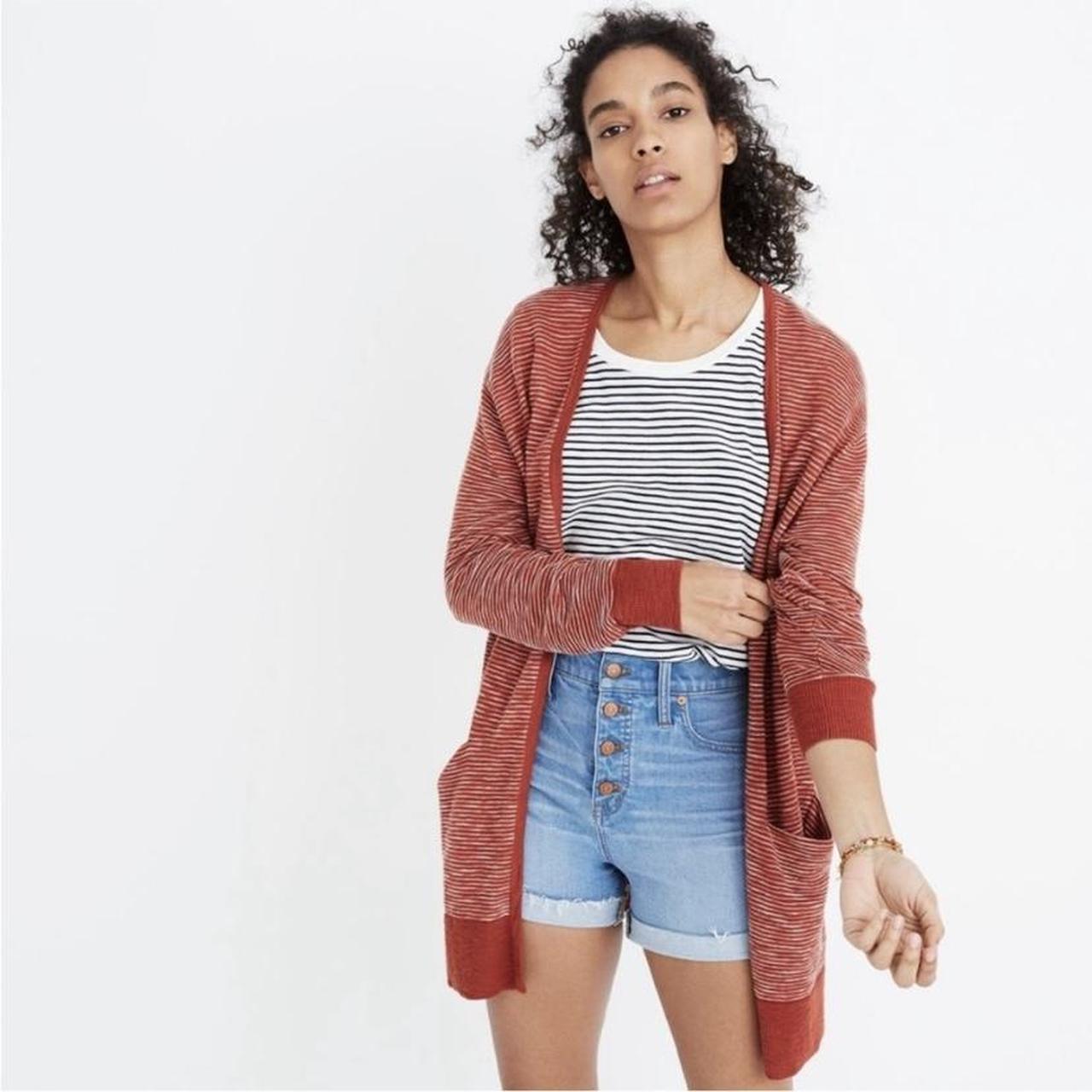 Madewell Summer Ryder Open Front Striped Cardigan. Depop