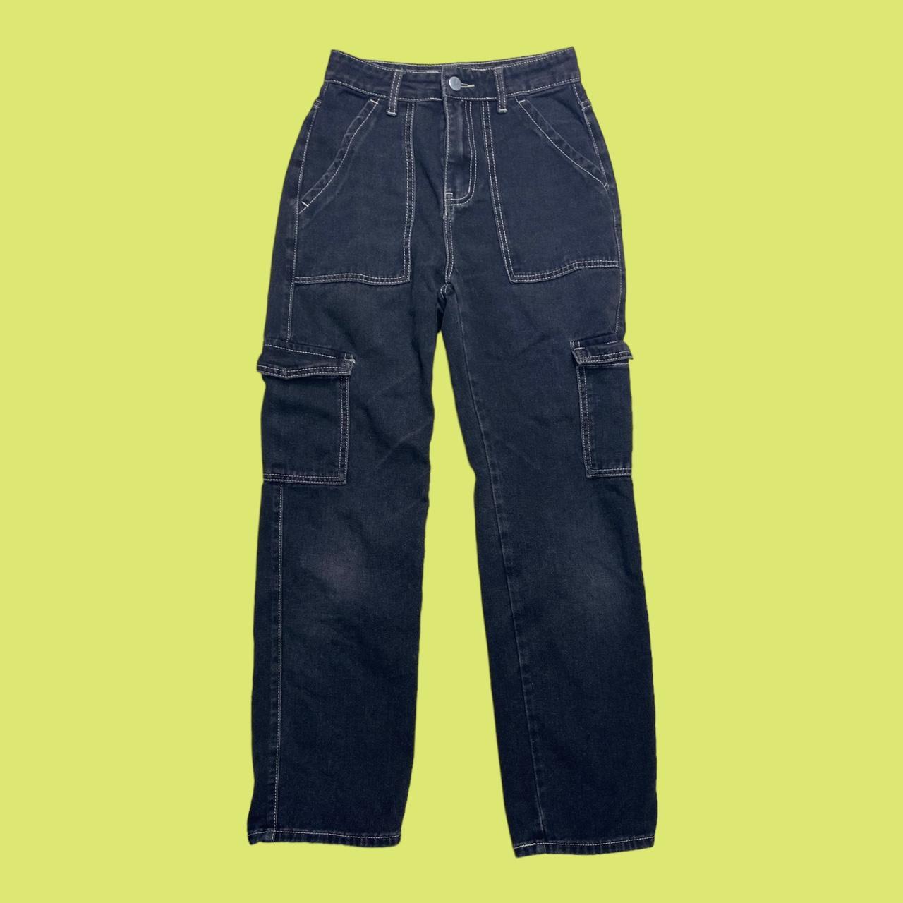 BLACK CARGO PANTS Black denim cargo/carpenter... Depop