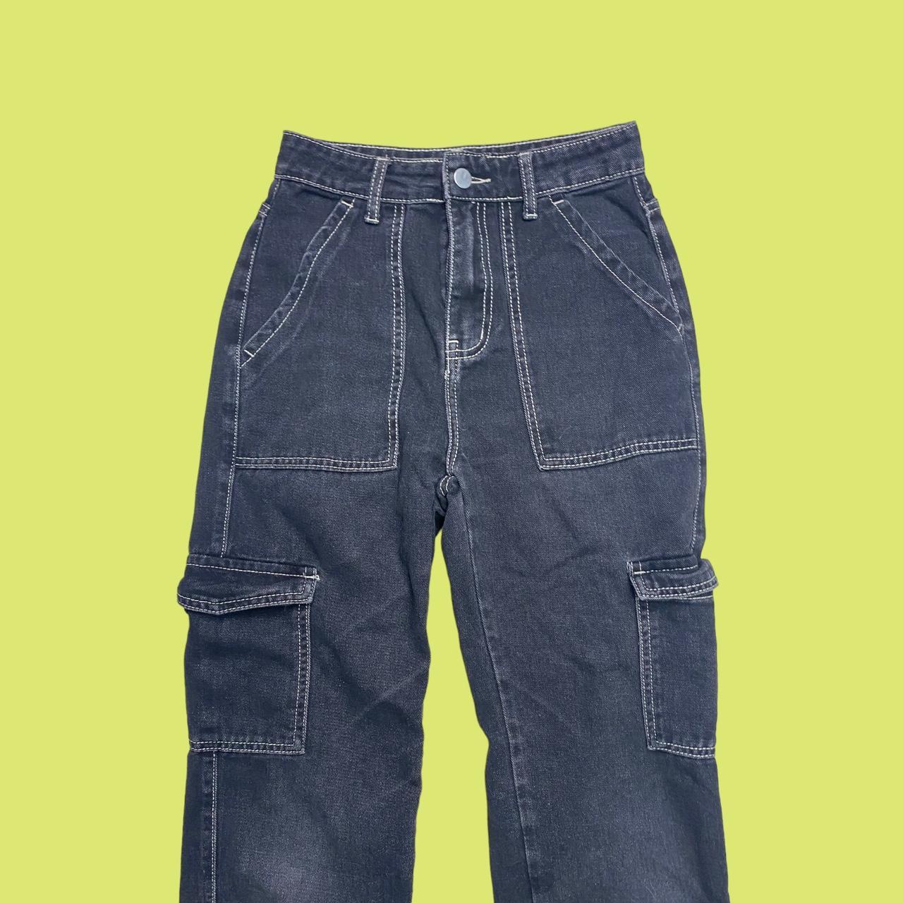 BLACK CARGO PANTS Black denim cargo/carpenter... Depop