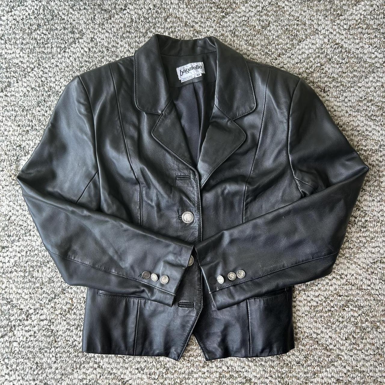 Black Bagatelle leather jacket Has shoulder pads