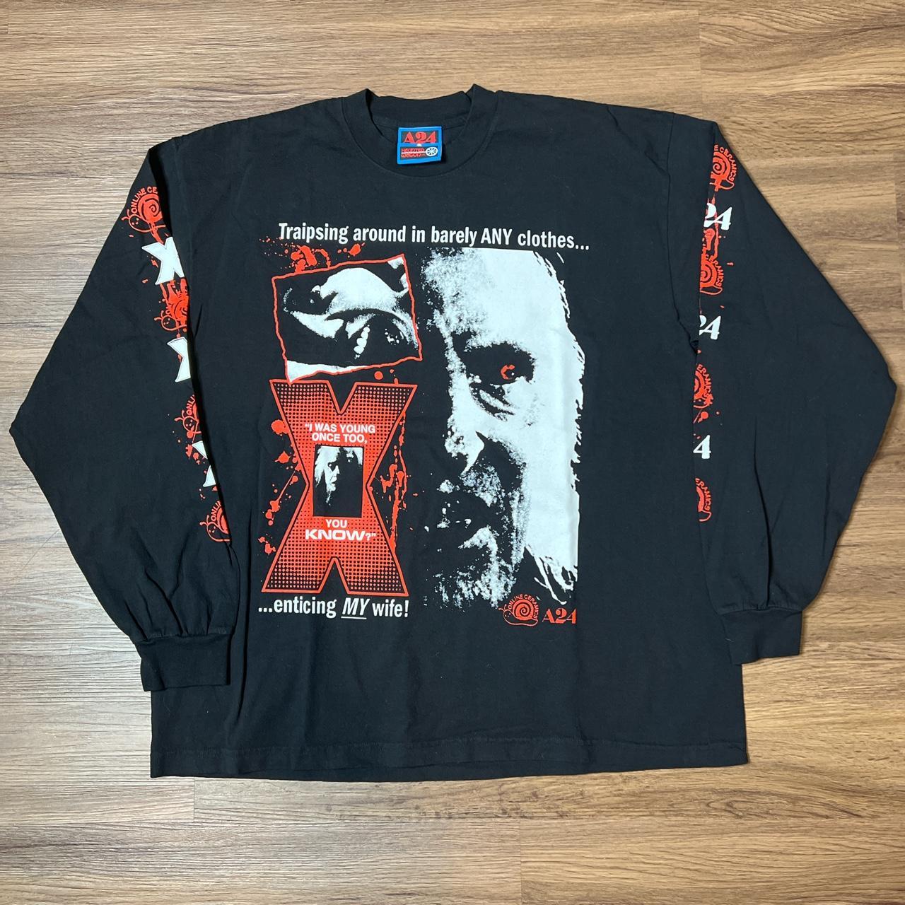 A24 x Online Ceramics “X” Horror Movie Promo Tee | Depop A24 x Online Ceramics “X” Horror Movie Promo Tee | Depop