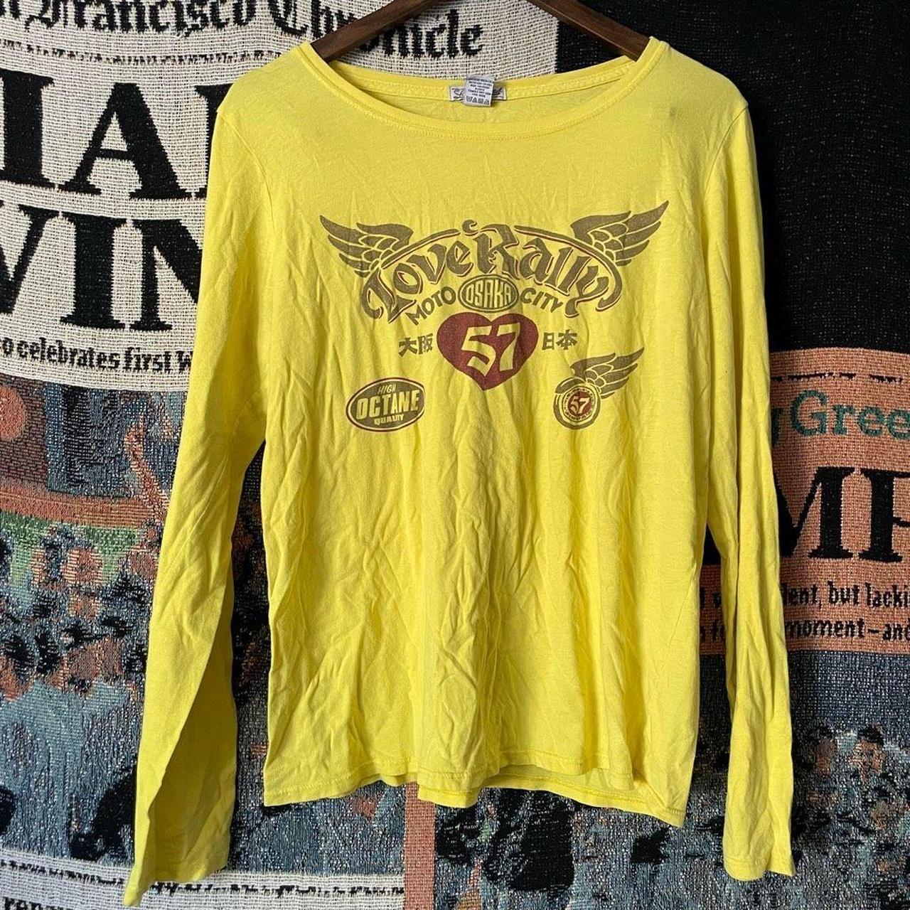 Y2k Lucky Brand Long Sleeve Yellow T-Shirt “Love... - Depop