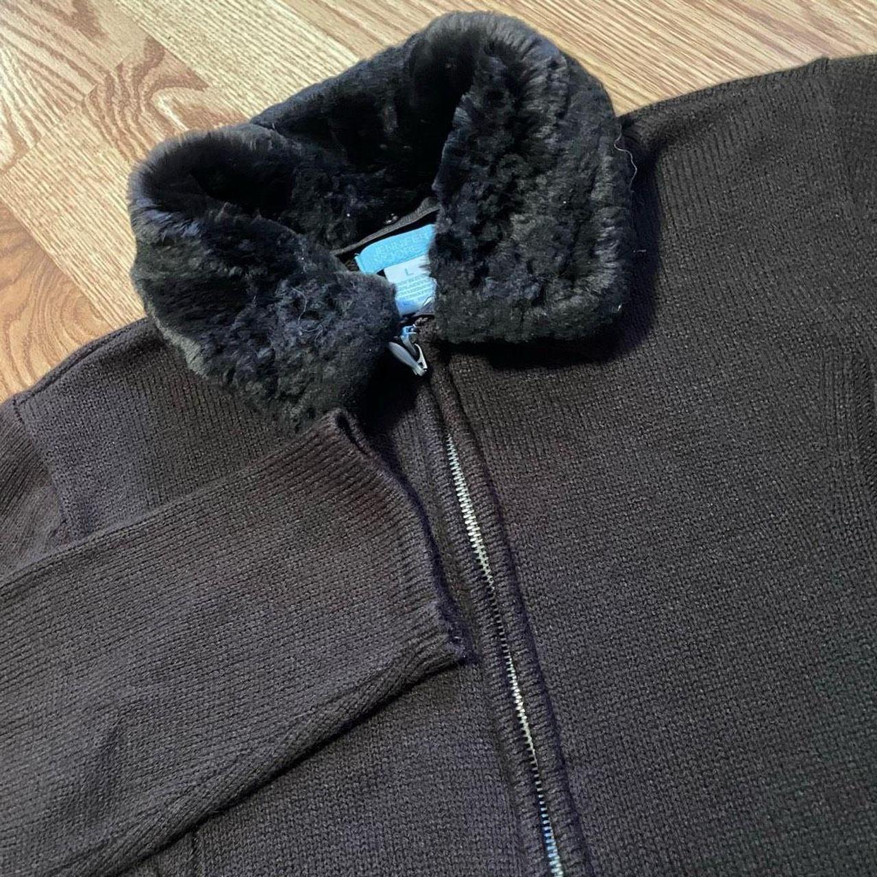 Jennifer Moore Fur Neck ZIP Up Brown Jacket... - Depop