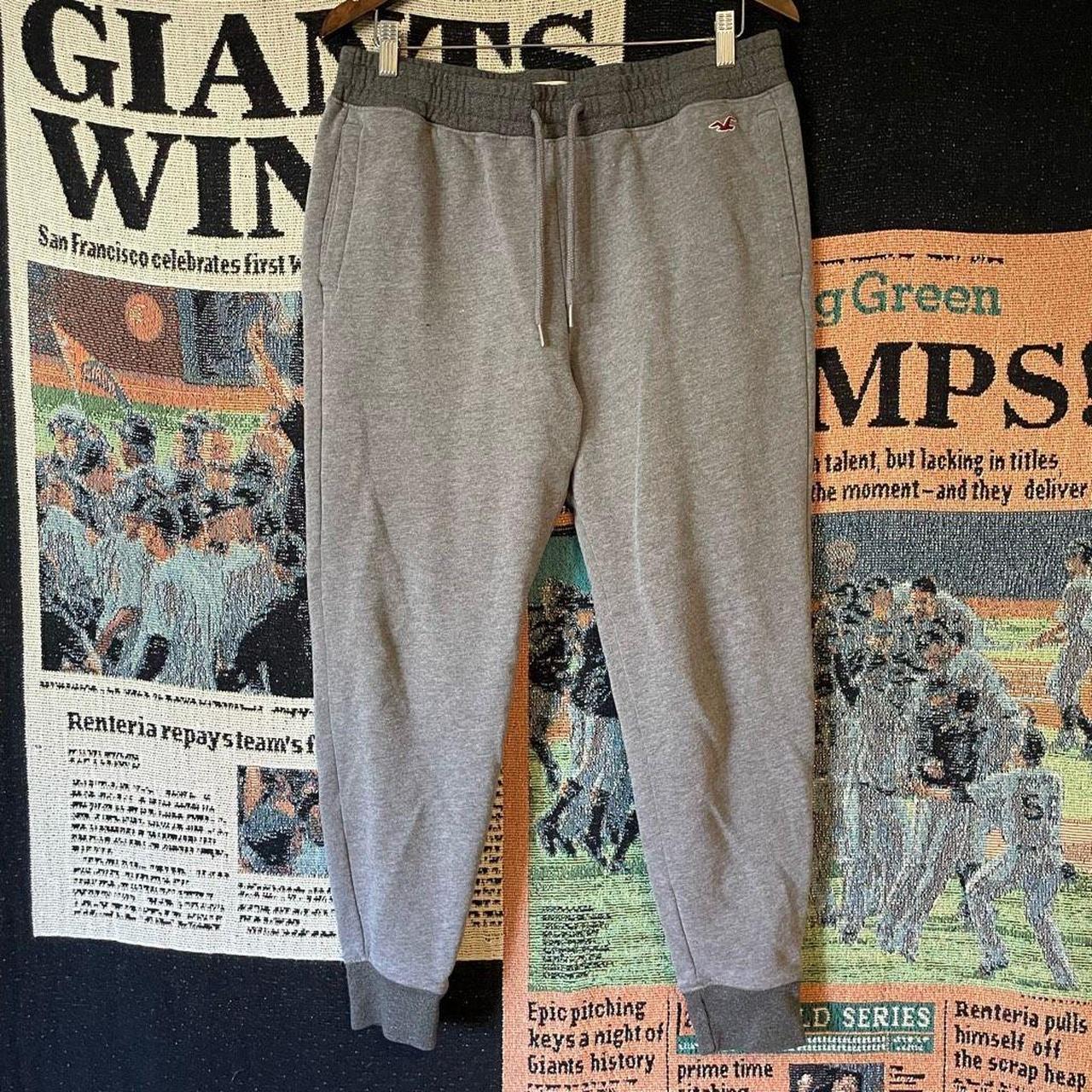 Hollister Grey/Dark Grey Sweatpants Small Logo Mens - Depop