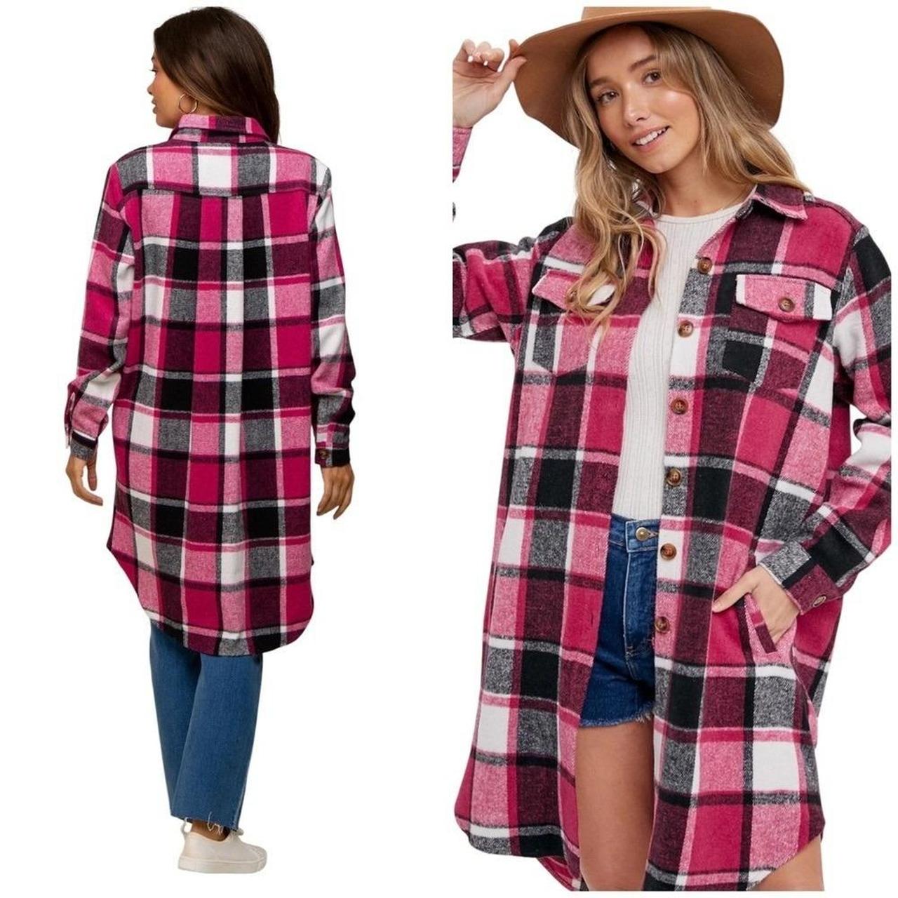 Source Unknown Women's Shacket Jacket - Red/White… - image 1