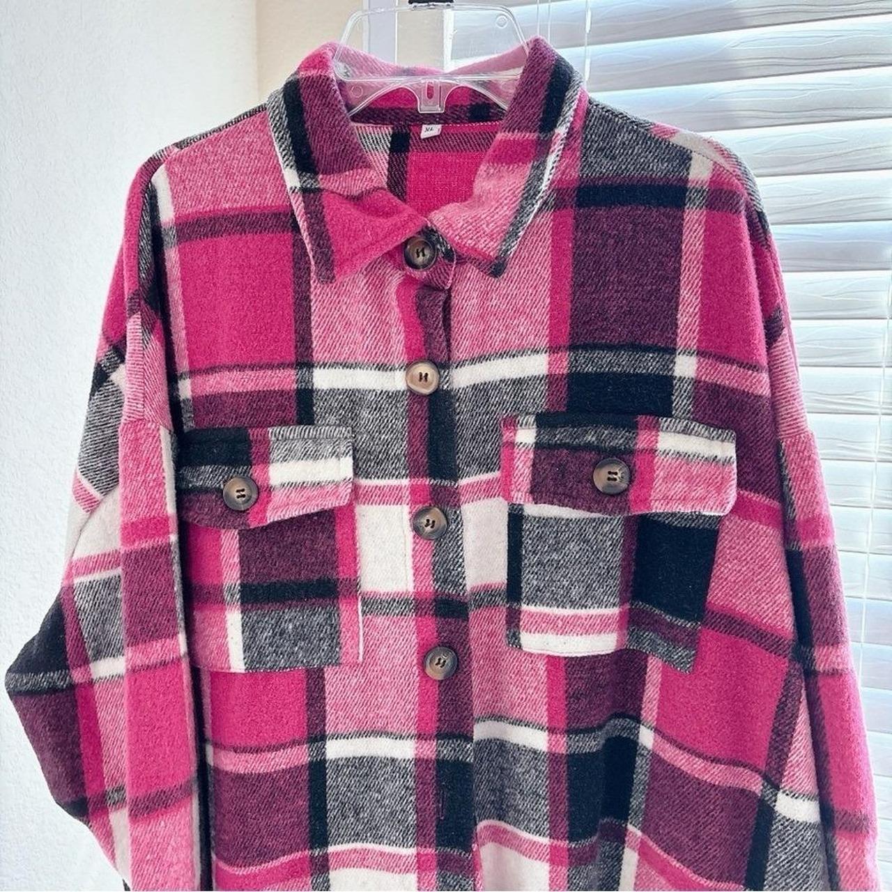 Source Unknown Women's Shacket Jacket - Red/White… - image 5