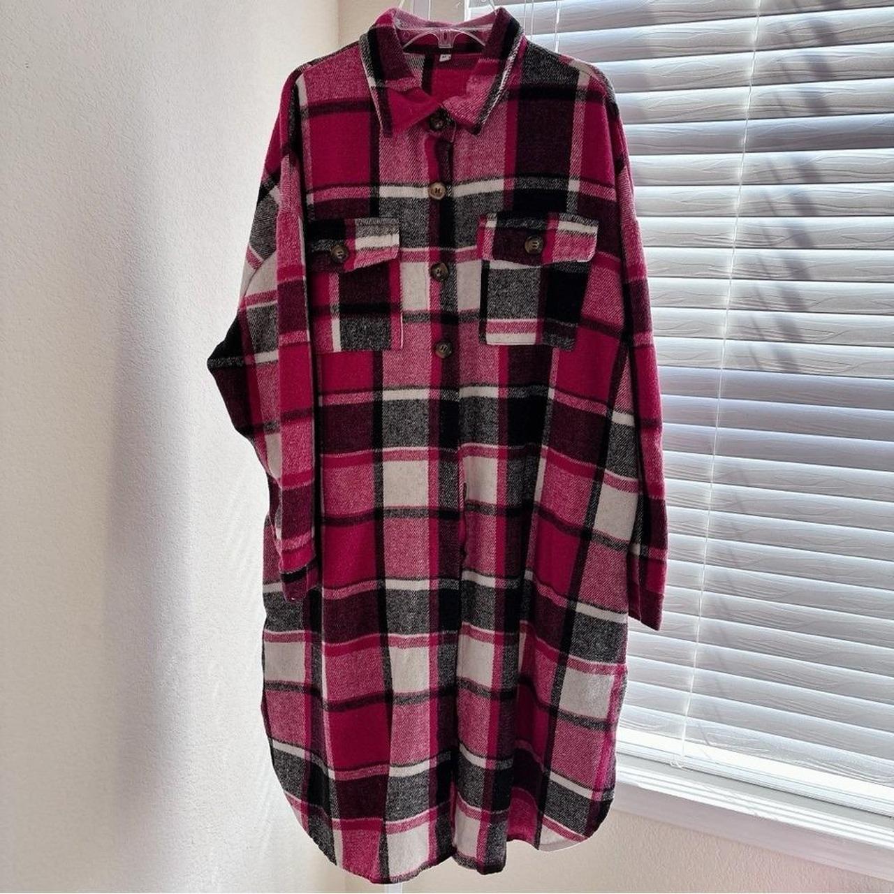 Source Unknown Women's Shacket Jacket - Red/White… - image 3