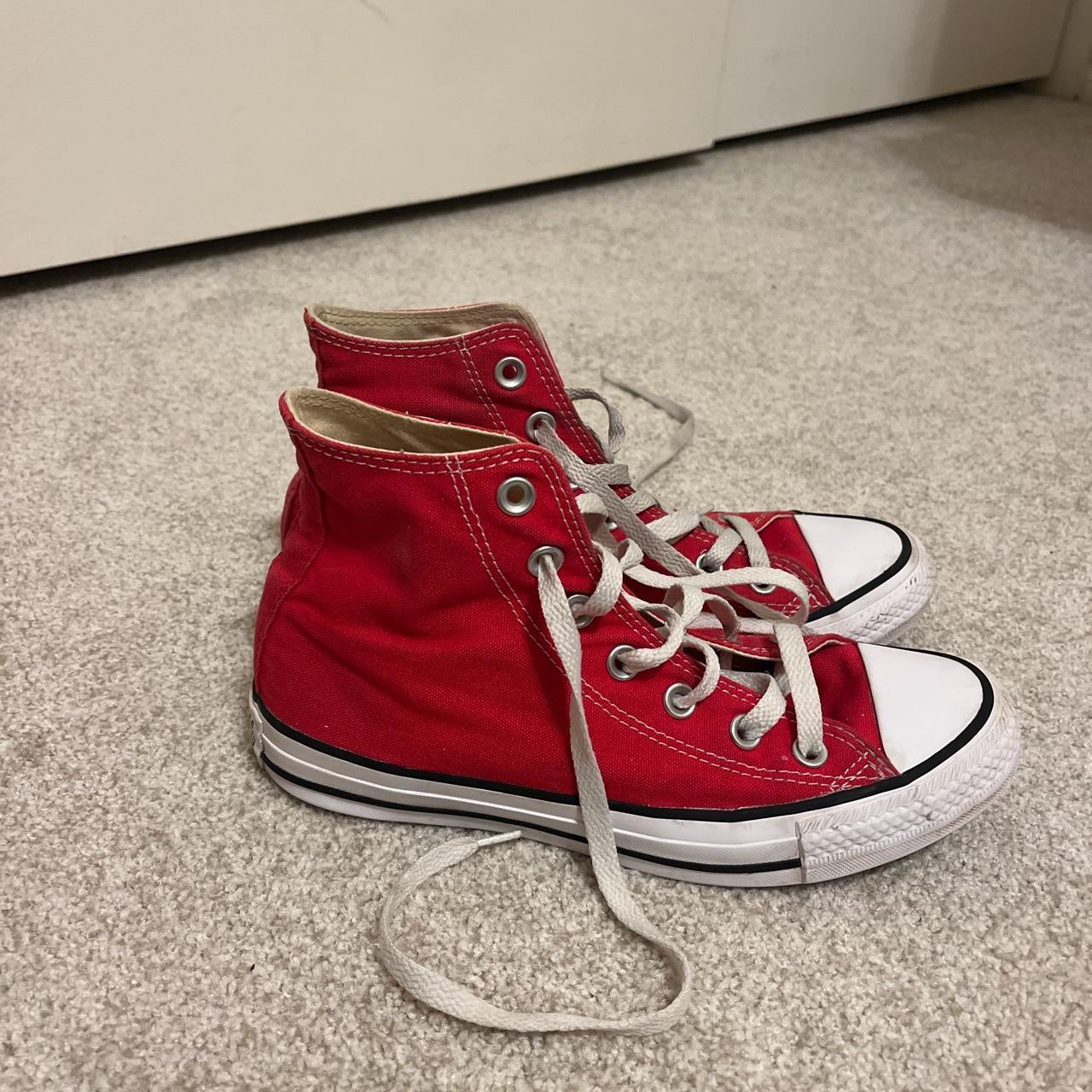 Red bottoms converse - Depop