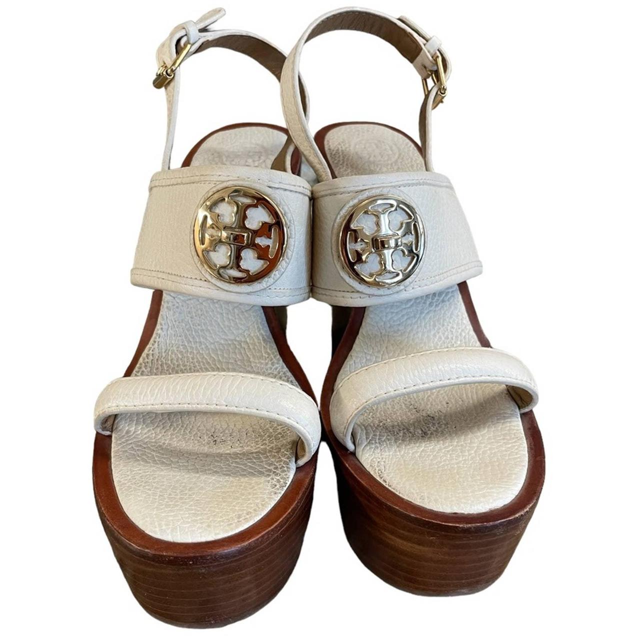 Tory Burch Selma high Wedges White Leather Size... - Depop